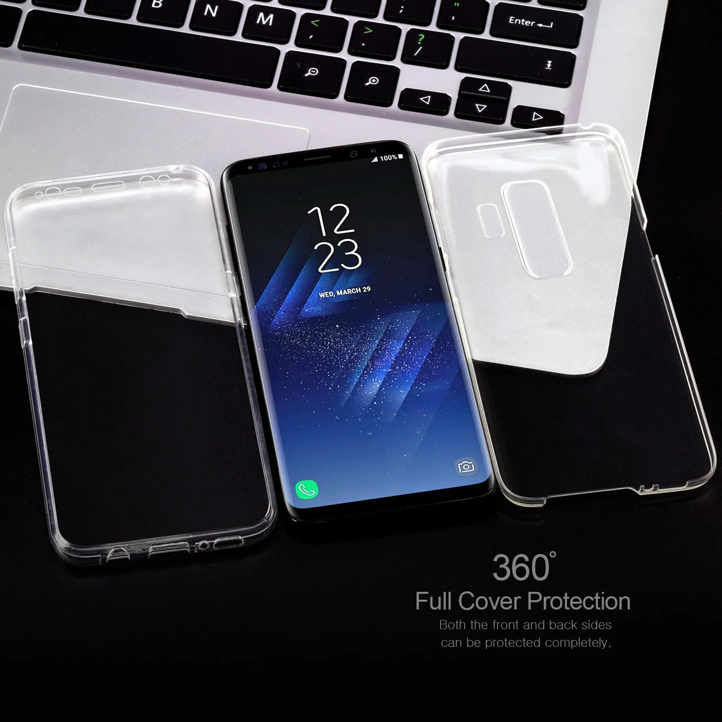 Etui Na Telefon Samsung Galaxy S9 Plus Z Ochroną 360 Stopni Silikonowe Przezroczyste Etui Na Telefon Samsung Galaxy S9 Plus, Przezroczyuste