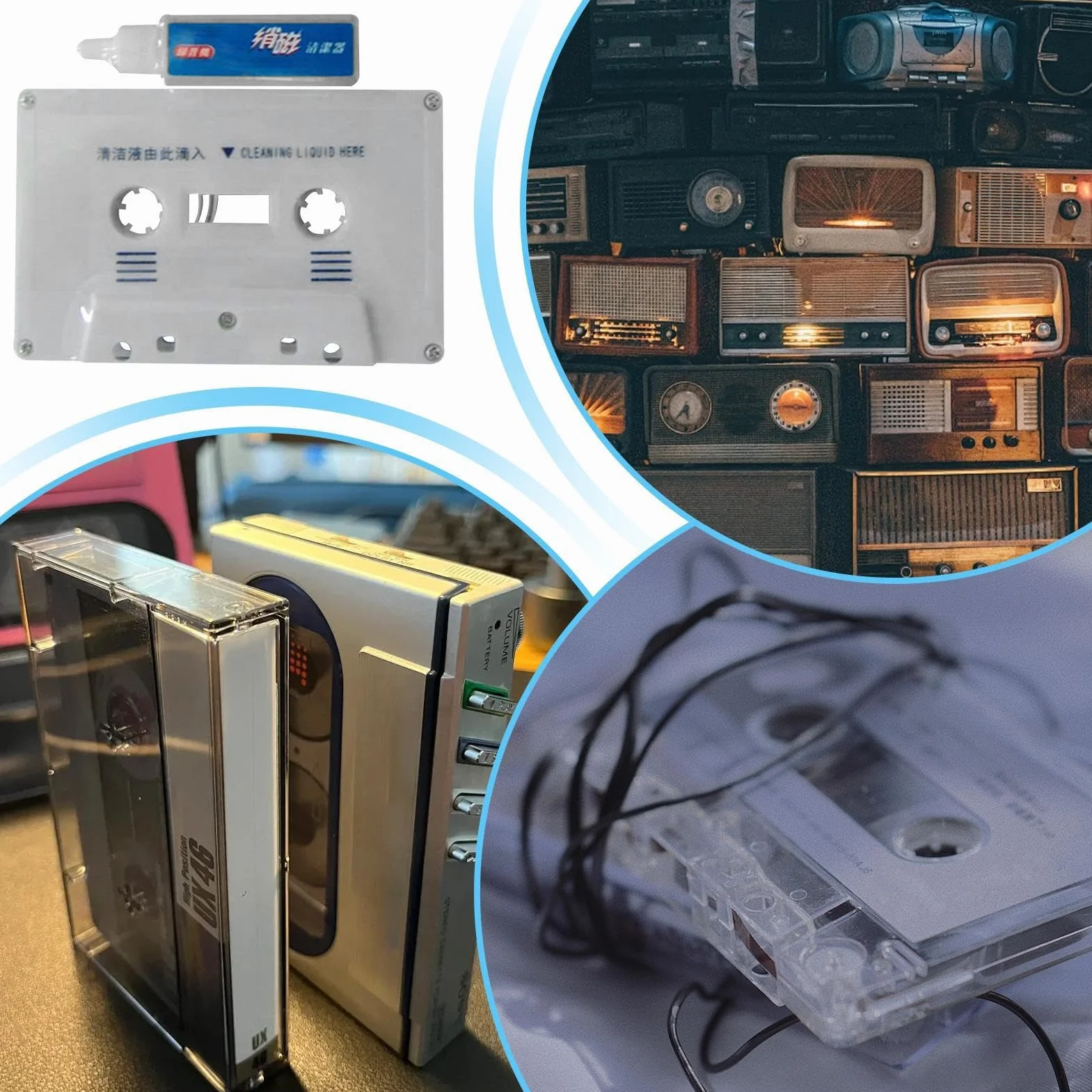Zestaw do czyszczenia taśmy - taśmy VHS odpowiednie dla odtwarzaczy VHS | Przenośne kasety Virgin | Konserwacja głowicy kasety VHS | Czytnik kasetowy VHS do telewizji domowej, podróży, odtwarzaczy D