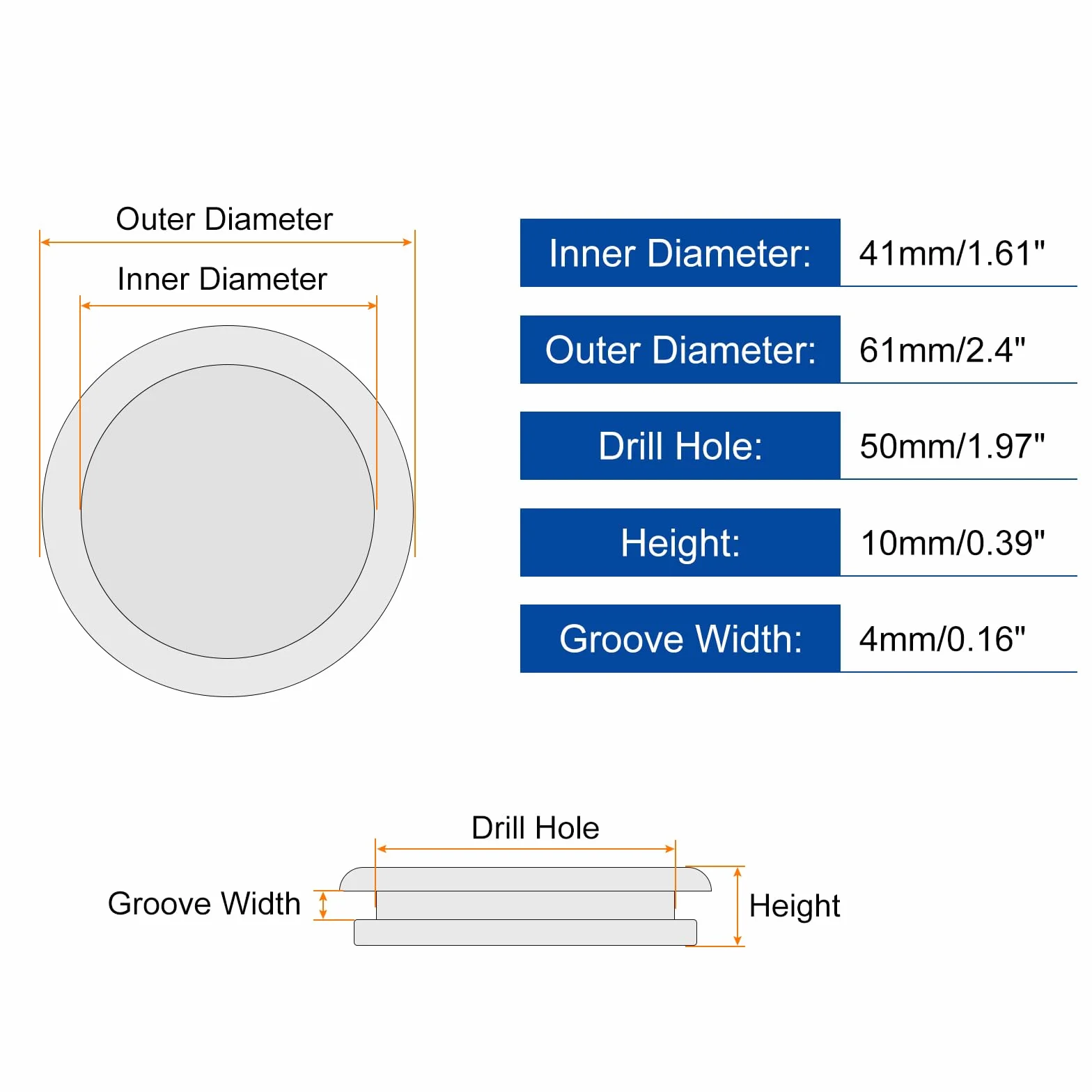 QUARKZMAN 4 szt. Gumowe uszczelki 2 "(50 mm) otwór wiercenia, 1-2/4" (41 mm) ID uszczelka pierścieniowa zaślepki z pojedynczym otworem do organizatora kabli biurka komputerowego, czarny