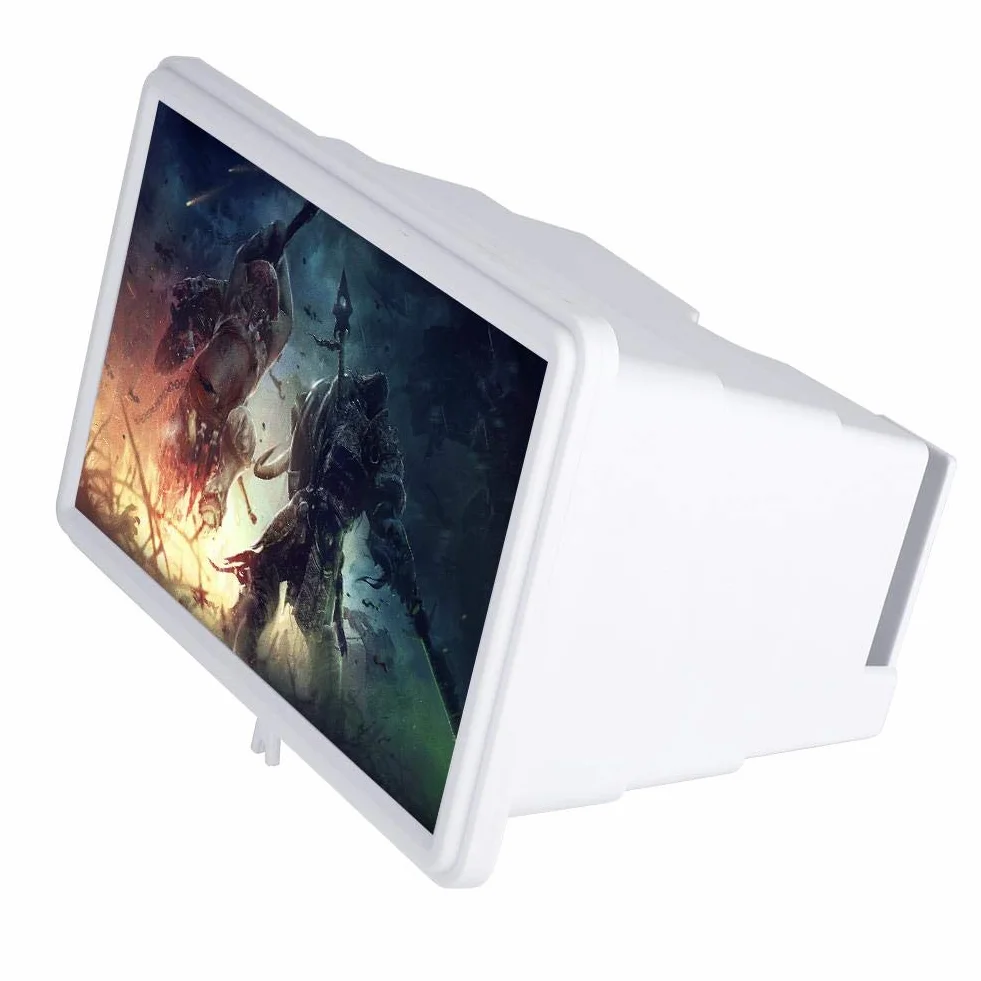 12-calowa lupa do ekranu telefonu, 3-krotne powiększenie 3D Film Smartphone Uchwyt wzmacniacza ekranu Powiększenie optyczne Telefon komórkowy Lupa wideo (biała)