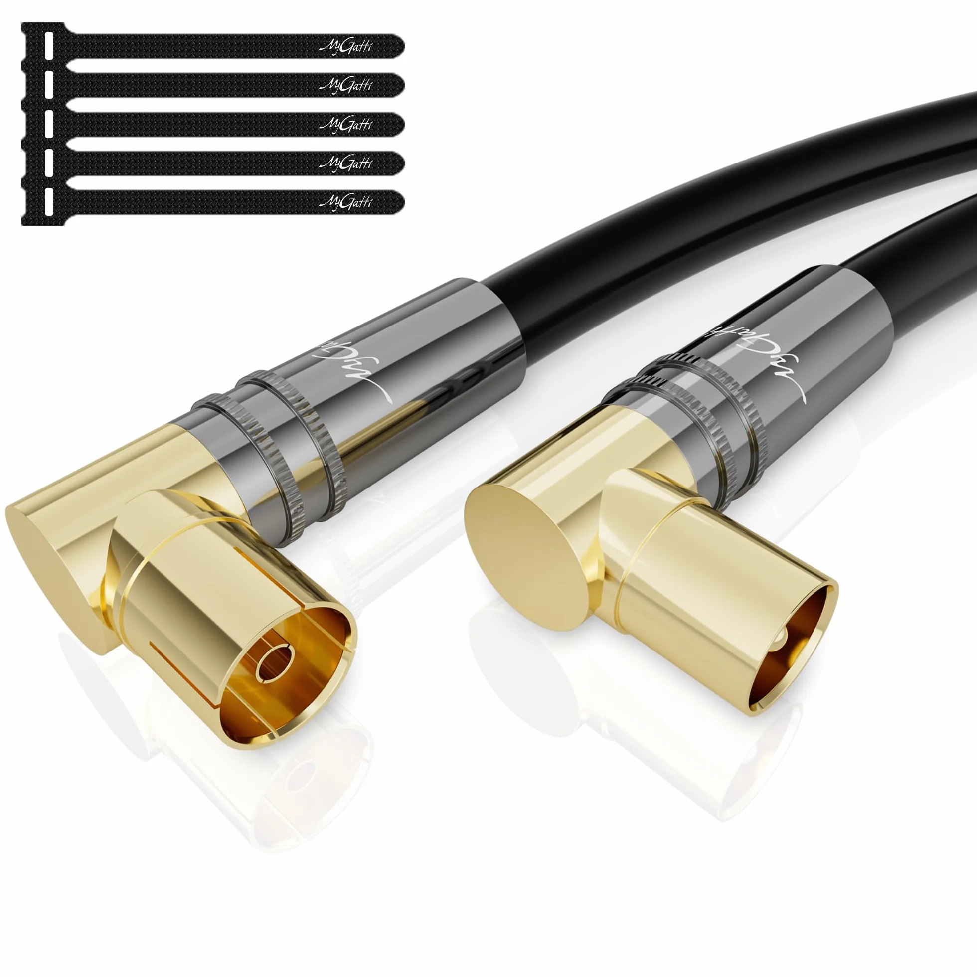 Kabel antenowy RG6 4K 1,5 m 90° kątowy satelitarny koncentryczny HD TV 75 omów pozłacane IEC metalowe złącza