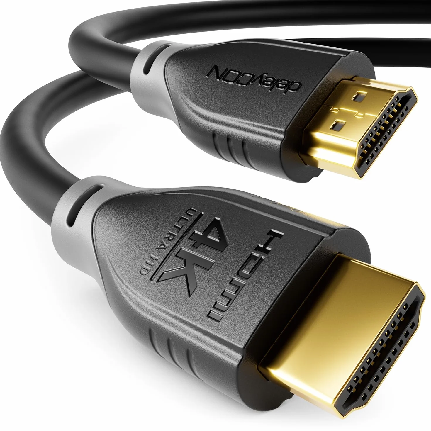 deleyCON Kabel HDMI 1m 4K@60Hz 2K@165Hz ARC Ethernet 18Gbps Czarny Szary