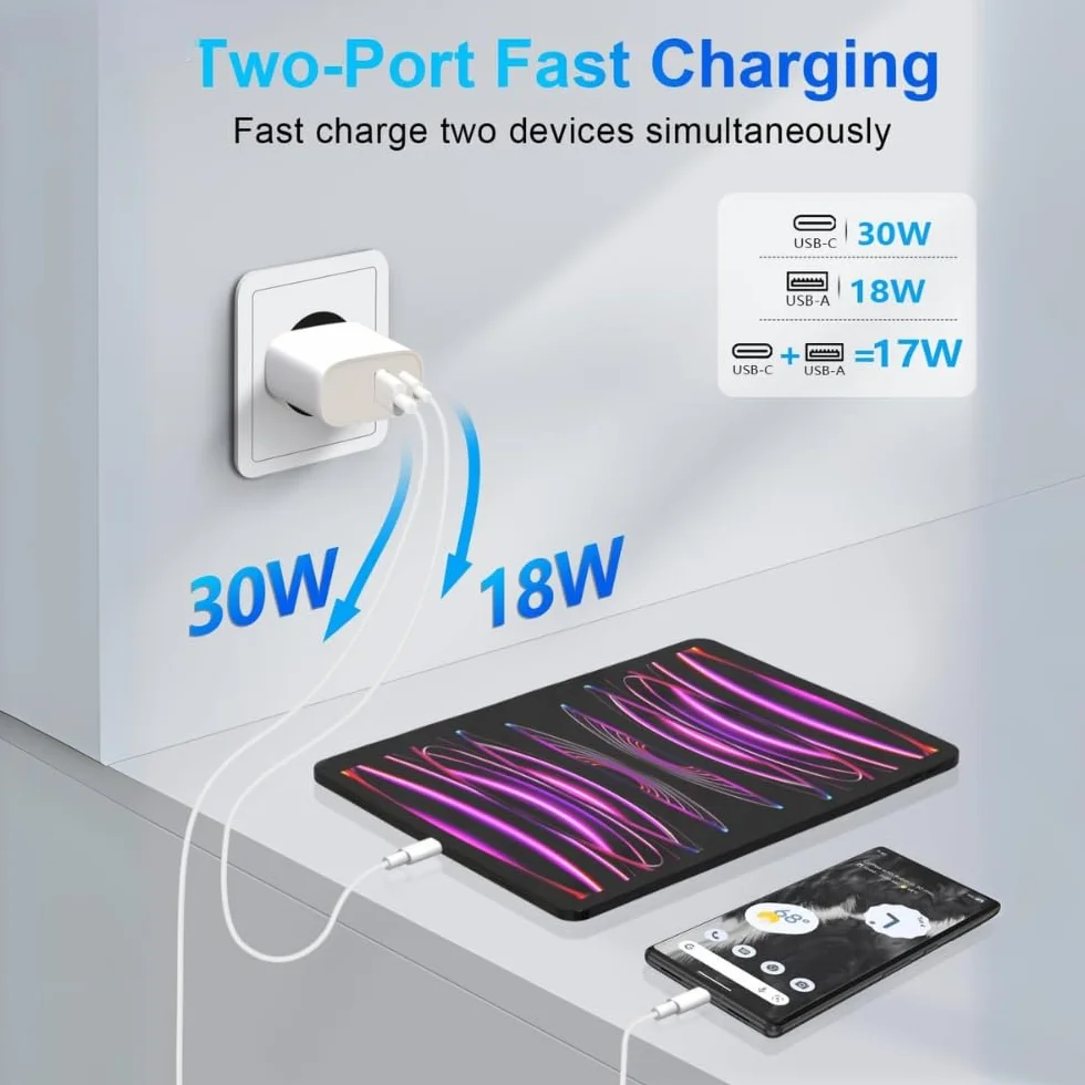 Ładowarka USB C 30W PD 3.0 Szybka do iPhone 17/16 Pro/16 Pro Max/15/14/13/12/11 iPad Samsung