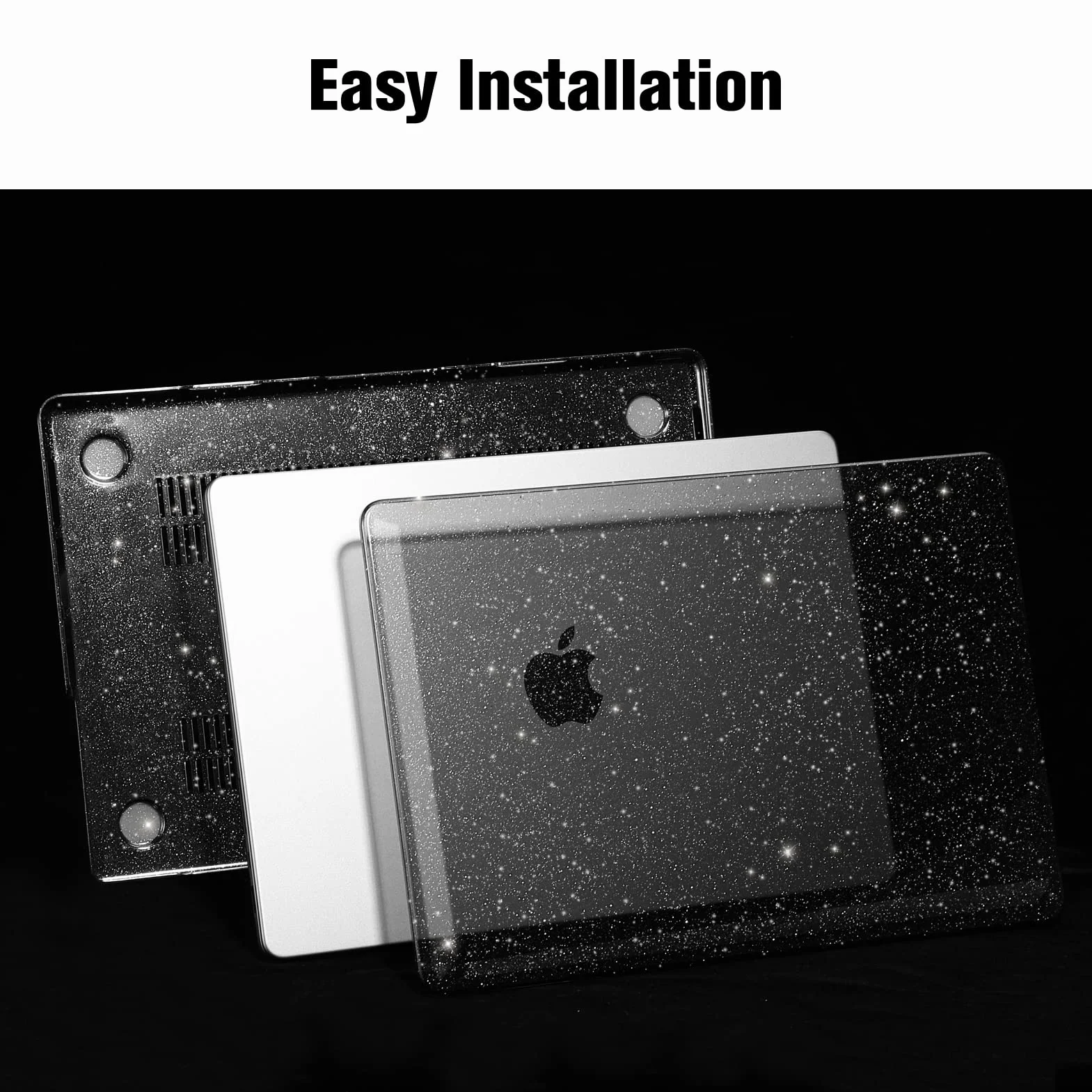 Fintie Etui ochronne do MacBook Pro 14" 2023-2021 A2992 A2918 A2779 A2442 M3 M2 M1 Pro/Max, ultracienkie, czarne błyszczące
