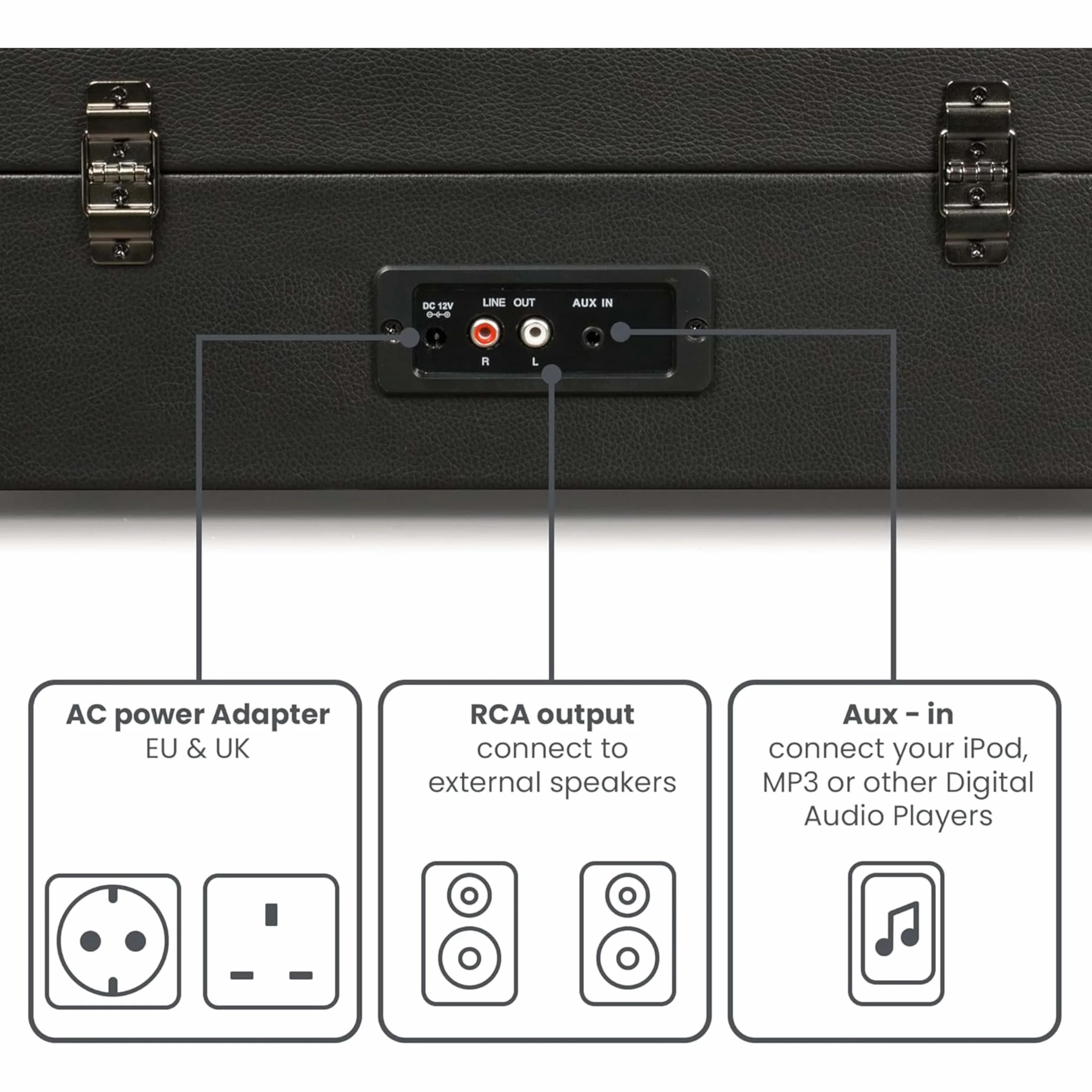 Crosley CR8017B-BK4 Voyager bluetooth platenspeler - Zwart,Eén maat
