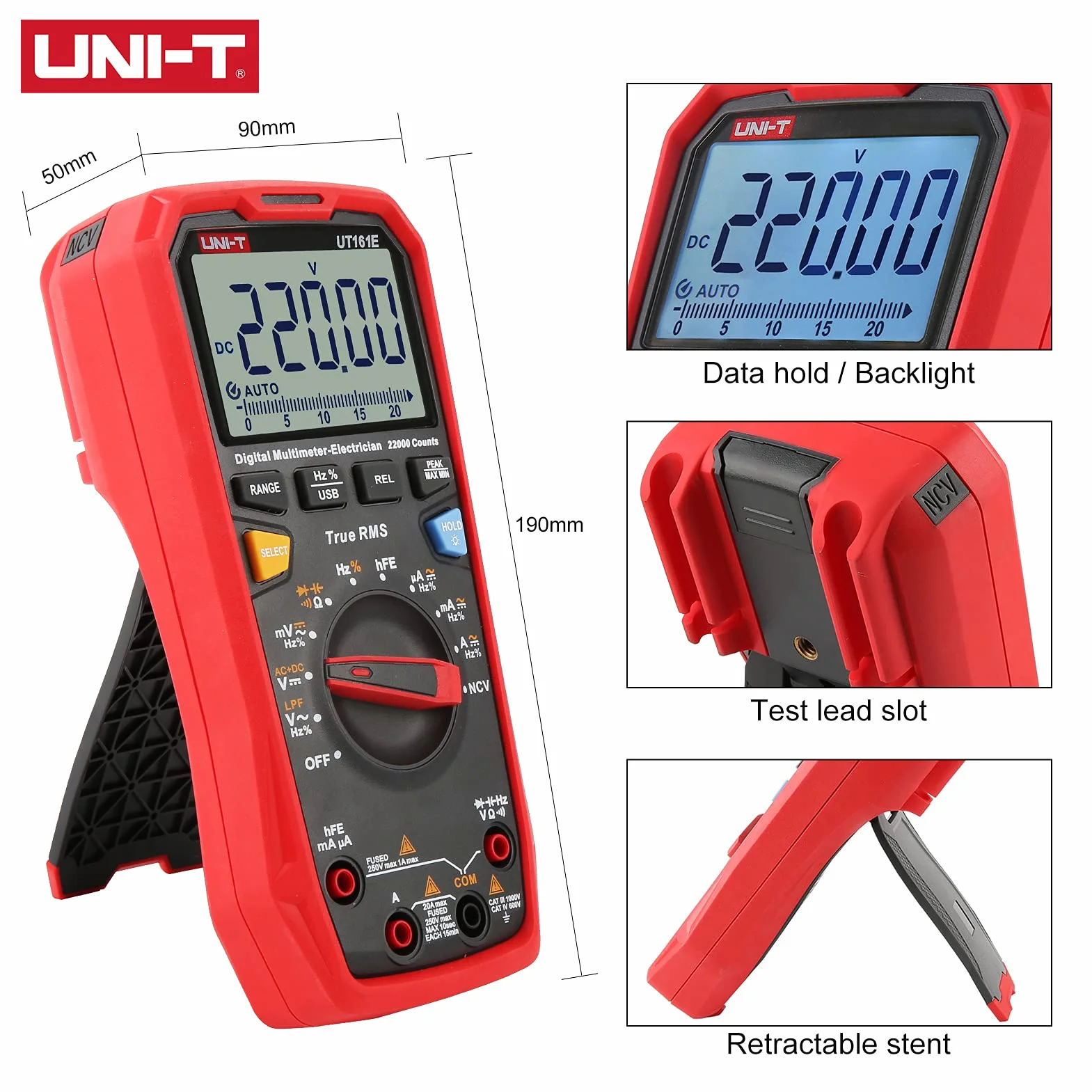 UNI-T UT161E Digital Multimeter True RMS AC/DC Voltage Current Resistance Capacitance Tester