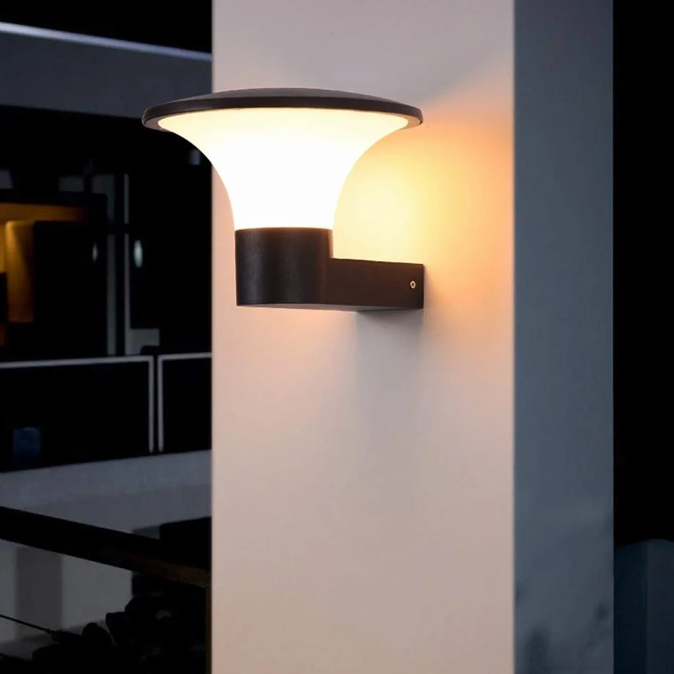E27 PC Kształt parasola Wodoodporna lampa ścienna zewnętrzna Aluminiowa antykorozyjna lamówka ścienna, oświetlenie werandy, oświetlenie zewnętrzne do montażu na ścianie, oprawy ścienne Trwałe