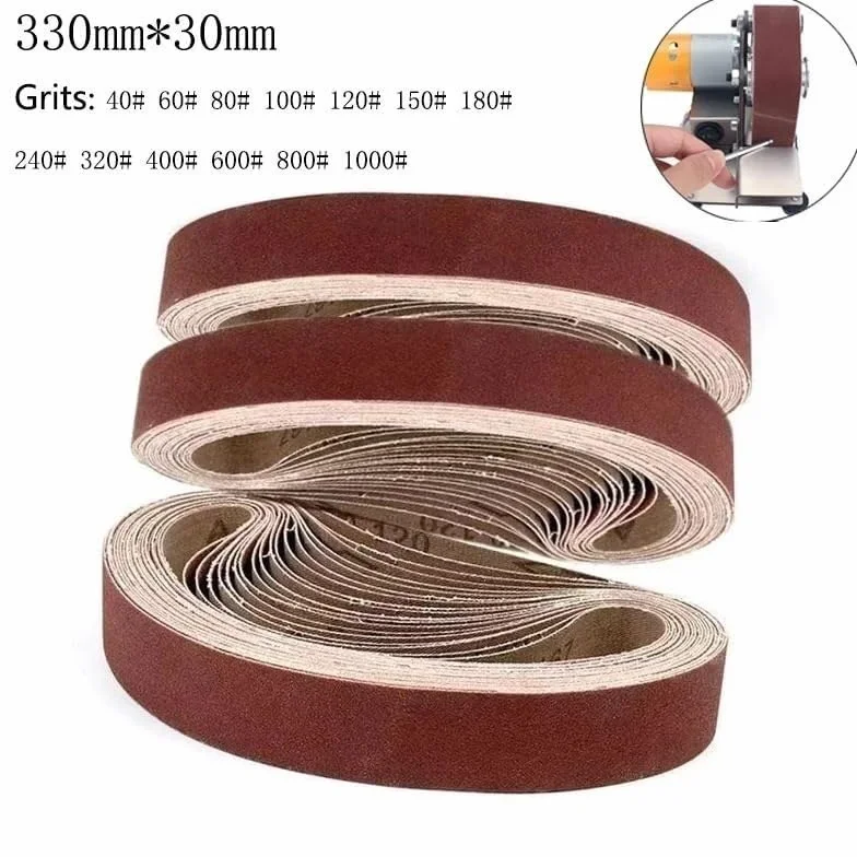 Szlifierka taśmowa Taśmy szlifierskie 5 sztuk/zestaw 330x30 mm 40-800 Grysy Taśmy ścierne do polerowania drewna i metalu(Grits 80)