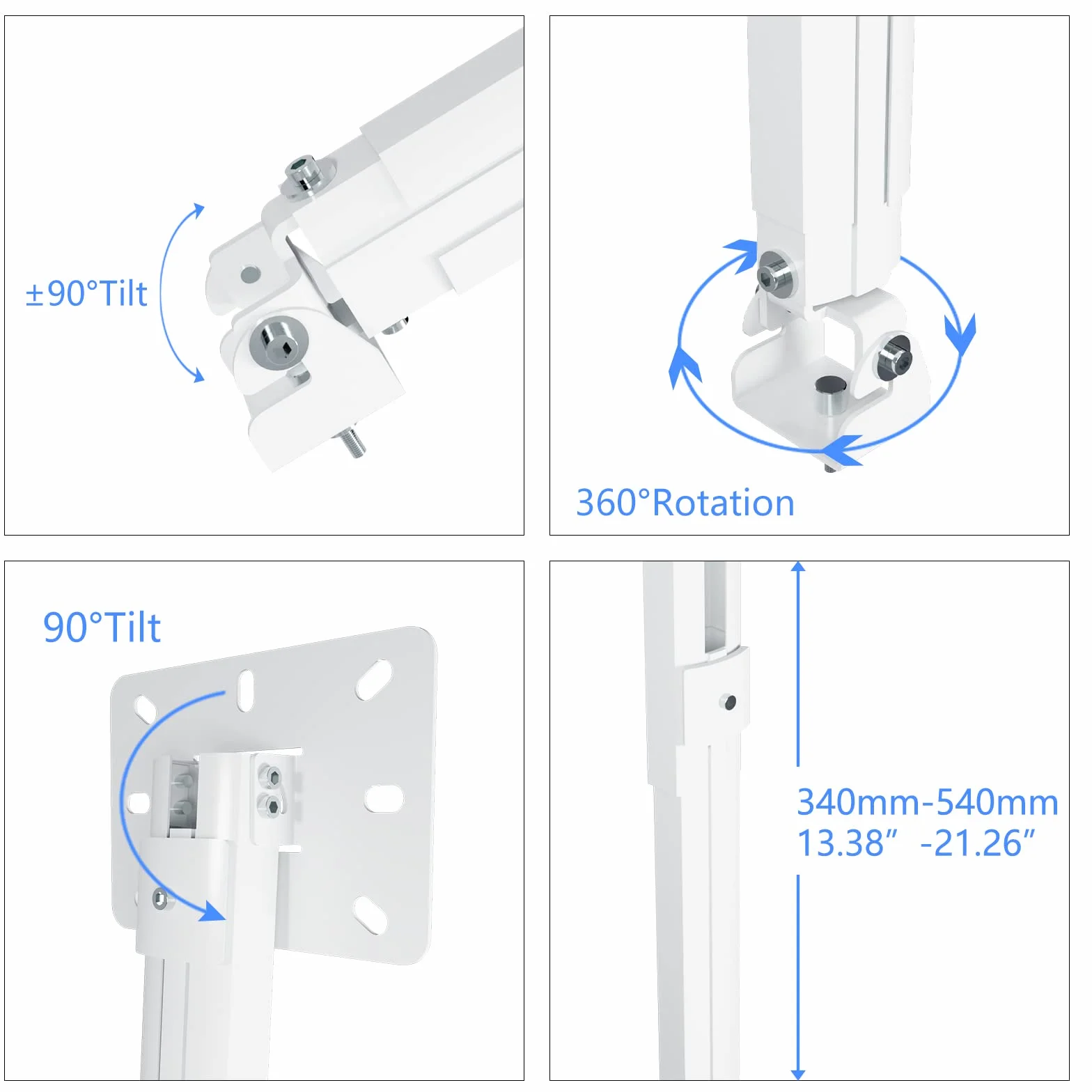 suptek Uchwyt sufitowy do rzutnika Rozszerzenie Mini-uchwyt sufitowy do projektora Regulowana uchwyt ścienny z adapterami gwintowanymi dla projektora, DVR-kamery, Max. 13,6kg (PR05MINI)