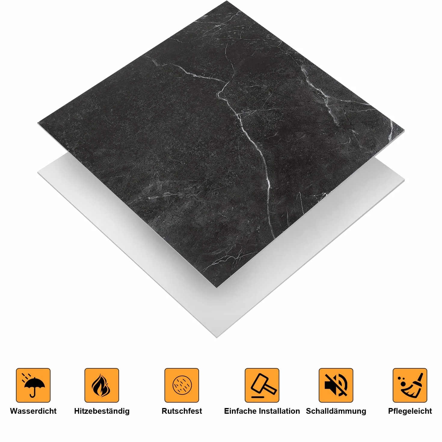 Sonnewelt Wykładzina podłogowa z PCW, samoprzylepna, ok. 4 m², 44 płytki, podłoga winylowa, antypoślizgowa, wodoodporna, 30 x 30 cm, laminat, deski podłogowe, płytki winylowe do ogrzewania