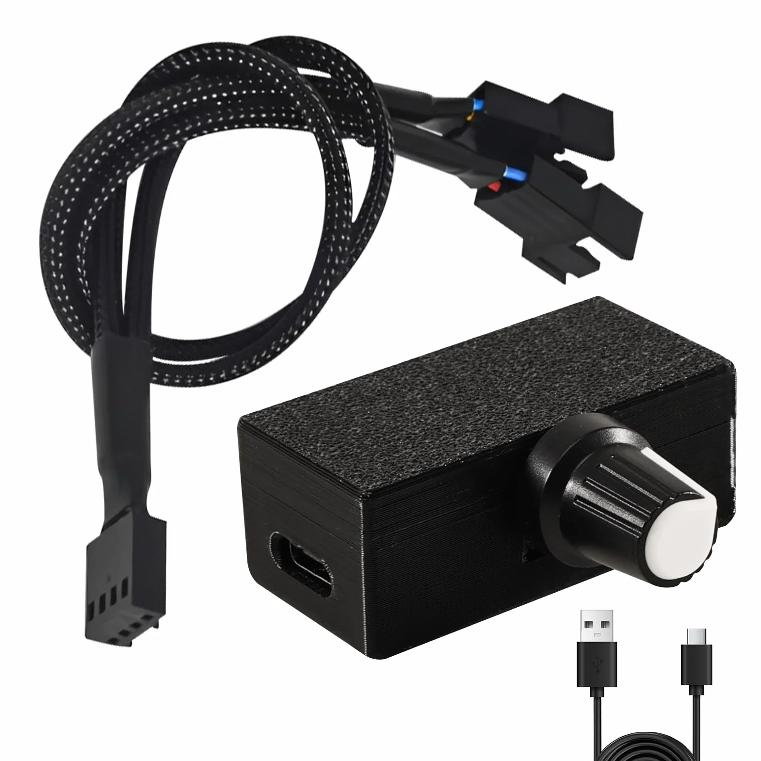 4-pinowy kontroler wentylatora PWM 12V z kablem adapterowym 1 do 2, regulator 0-100% do chłodzenia PC