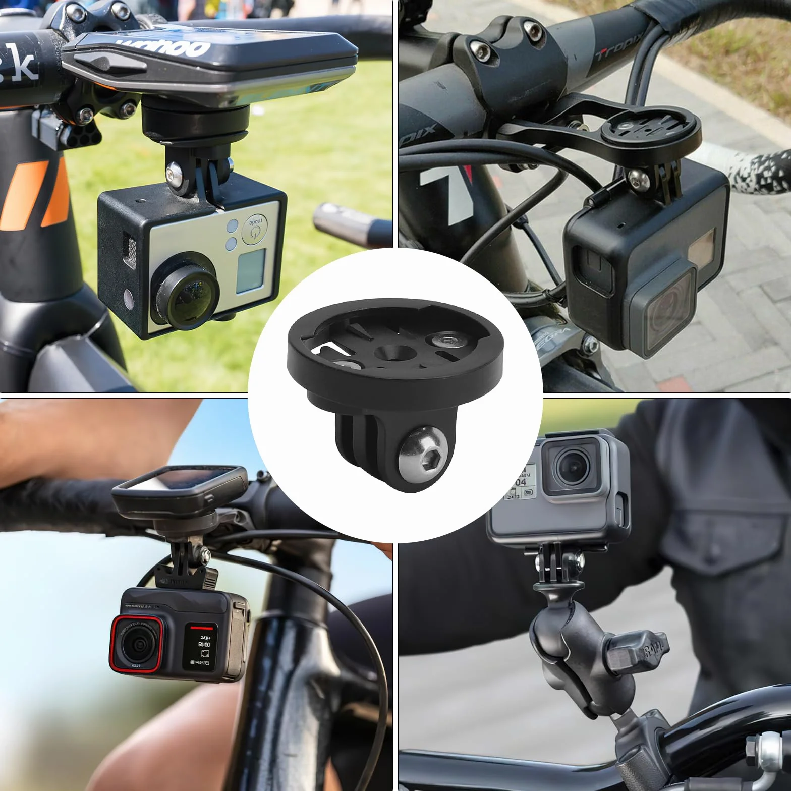 VOSSOT Uniwersalny uchwyt rowerowy do Gopro Garmin A Dapter Varia uchwyt Ngmit 20-22 mm odstęp między otworami Gopro uchwyt na rower, mocowanie do Garmin, adapter stabilne połączenie oświetlenia