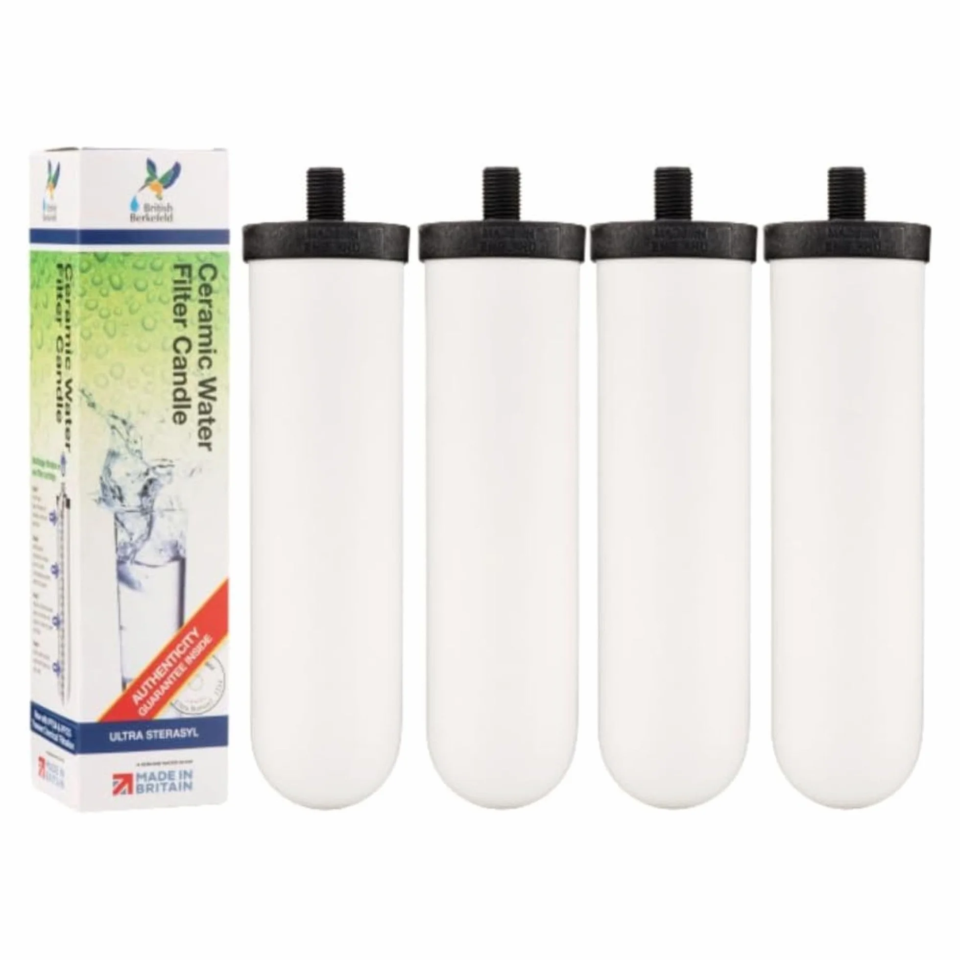 British Berkefeld Wkład Ceramiczny 7" Ultra Sterasyl Do Filtrów Grawitacyjnych | 4 Sztuki | Redukuje Zanieczyszczenia | Nadaje Się Do Wszystkich Pojemników Grawitacyjnych |Poprawia Smak|Certyfikat NSF