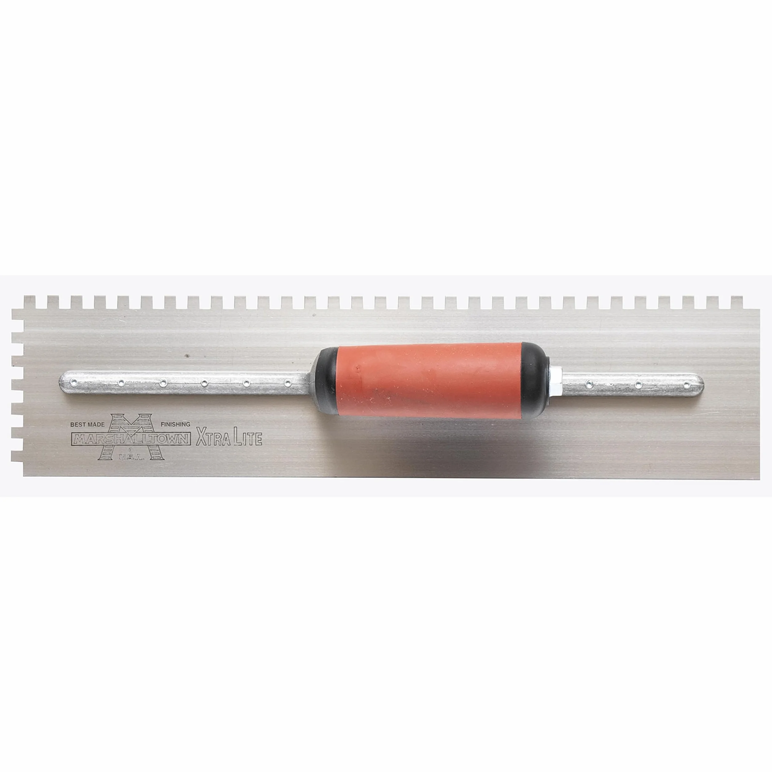 Marshalltown Paca zębata dwustronna, nacięcie: SQ-6x6x6 mm z uchwytem DuraSoft, wykonana ze stali, do glazury, rozmiar: 279x114 mm