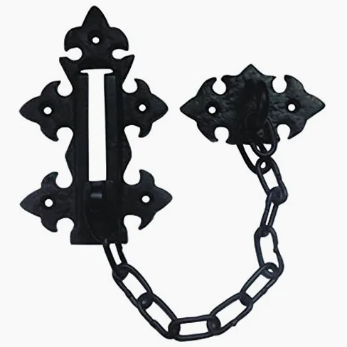 Adonai Hardware 131 mm x 78 mm żelazny łańcuch do drzwi zabezpieczających (czarny powlekany proszkowo)