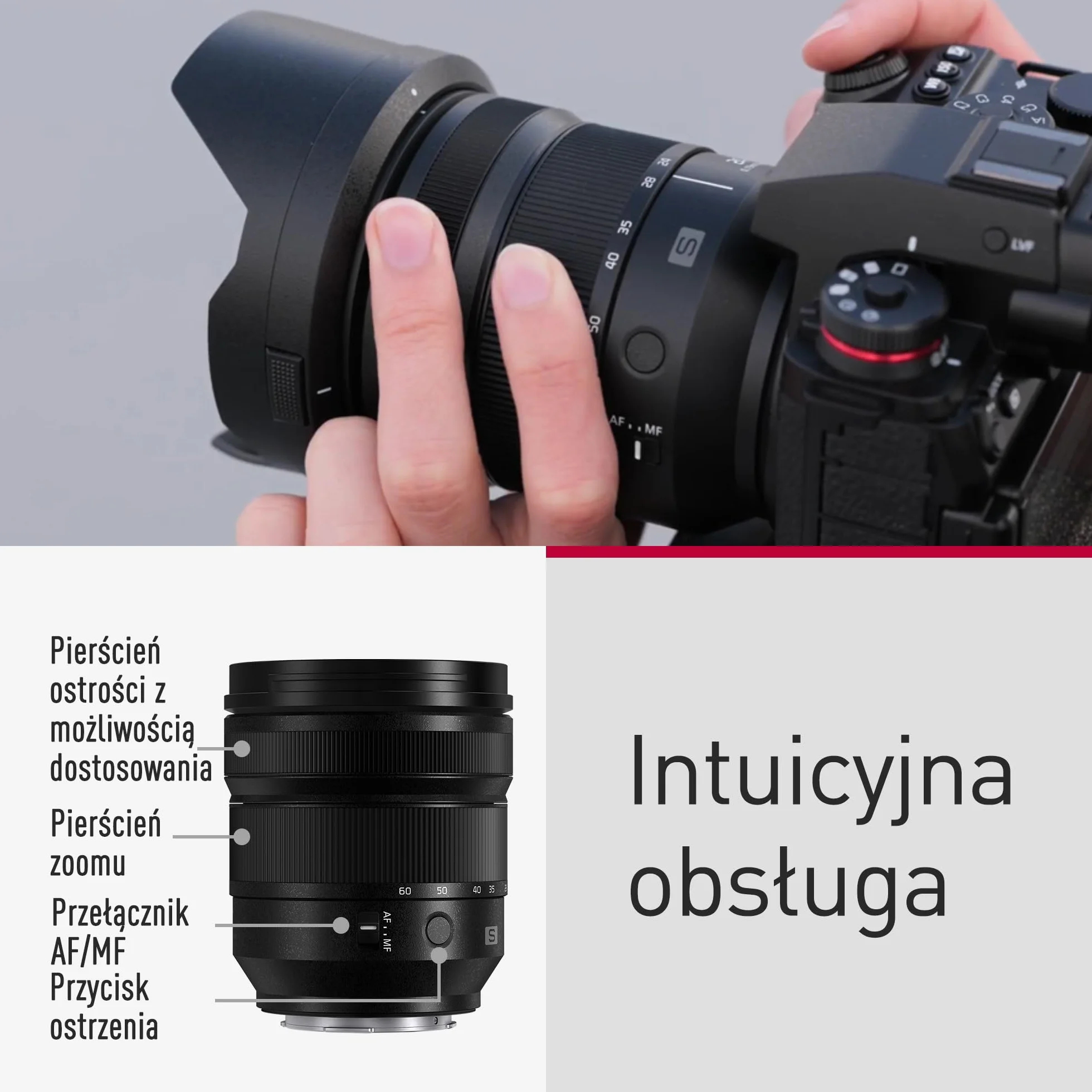 Panasonic LUMIX S-E2460E Obiektyw L-Mount 24-60 mm F2,8 Pełnoklatkowy Zoom Szerokokątny Odporny na Kurz Zachlapania Mróz Czarny