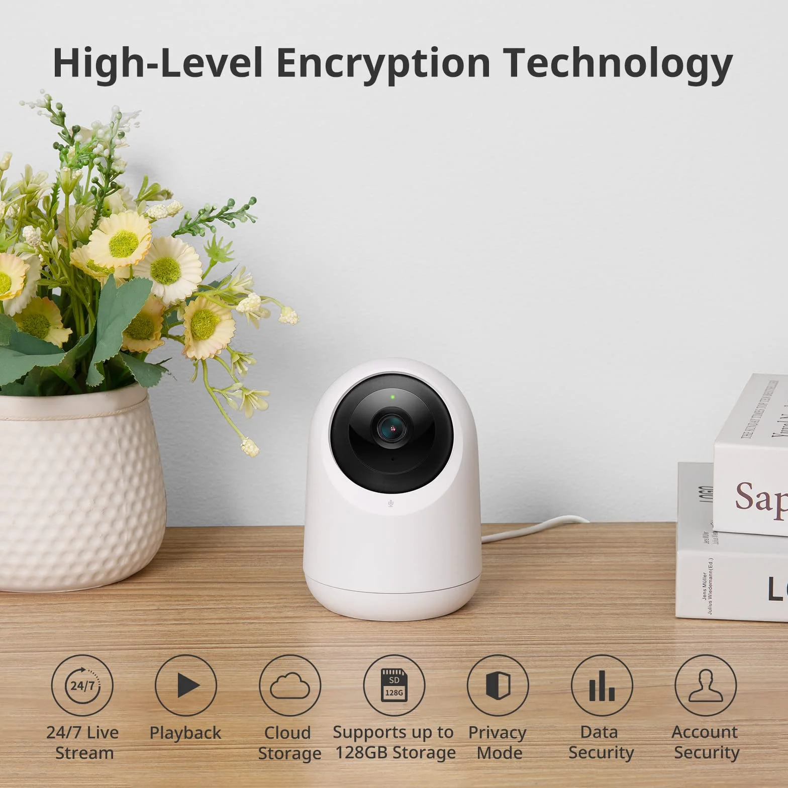 SwitchBot Kamera do monitoringu wewnątrz, kamera WLAN z osłoną pola widzenia 360°/115°, wykrywanie osób, śledzenie ruchu, 2-drożne audio, widoczność w nocy na podczerwień, kompatybilna z Alexa, tylko