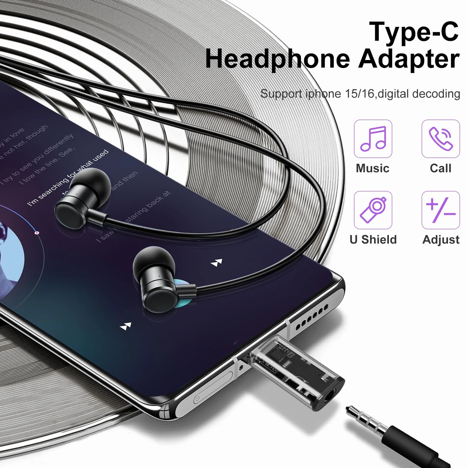 USB C to 3.5mm Audio Adapter (2 Pack) - DAC Aux Headphone Jack Adapter for iPhone 15, iPad Pro, Galaxy