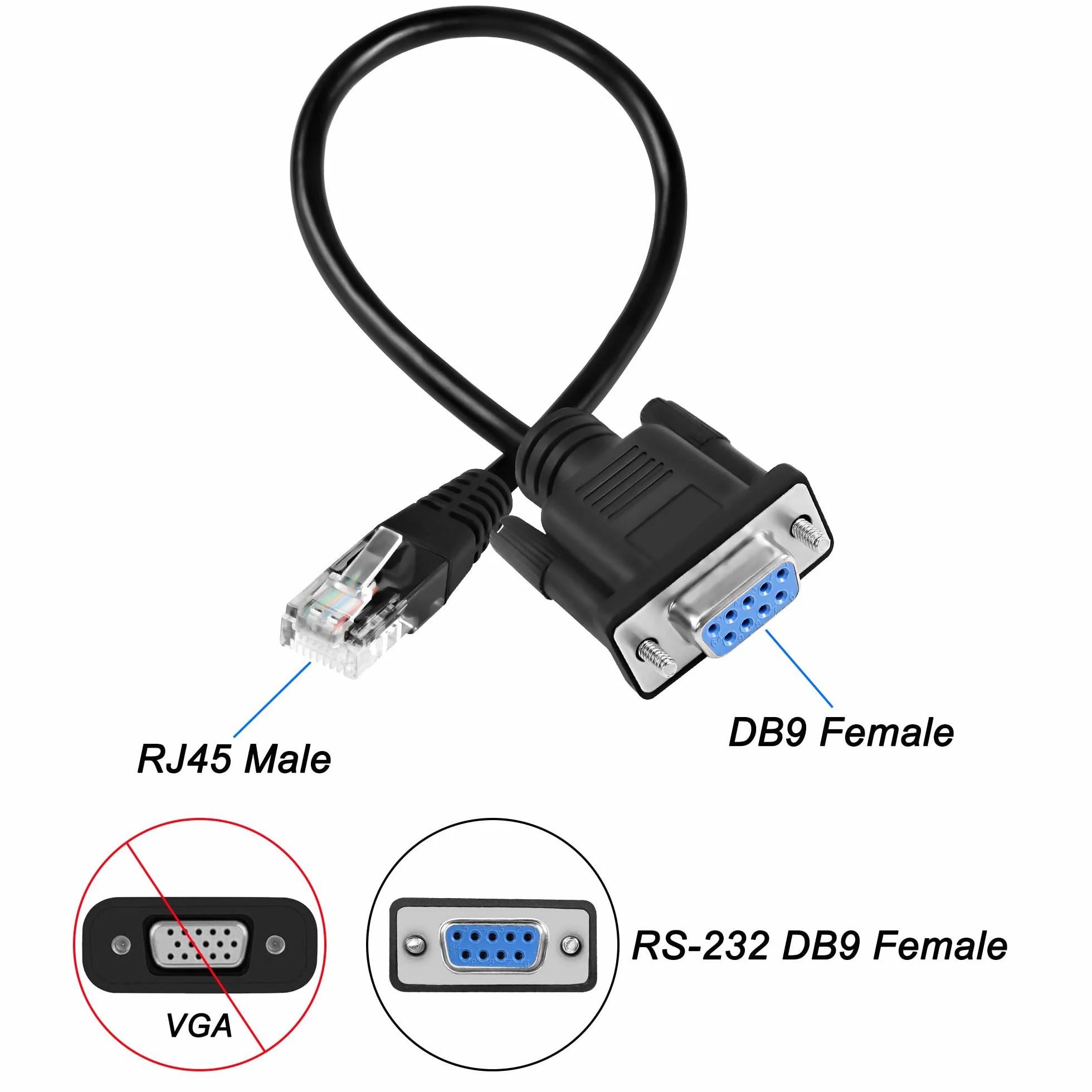 MEIRIYFA DB9 9PIN RJ45 kabel konsoli RS232 szeregowy Cat5 Ethernet LAN 28 cm