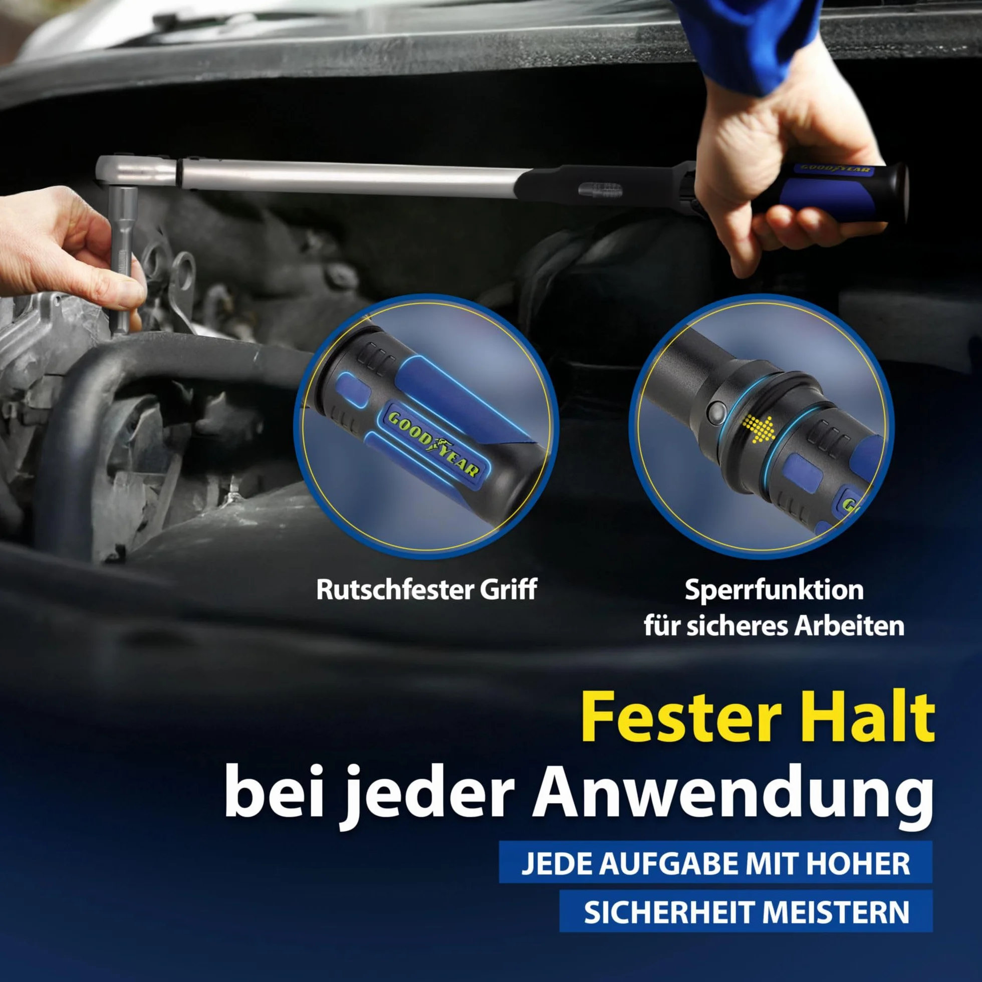 Goodyear 75522 Klucz Dynamometryczny, Wielokolorowy, 4 Elementy