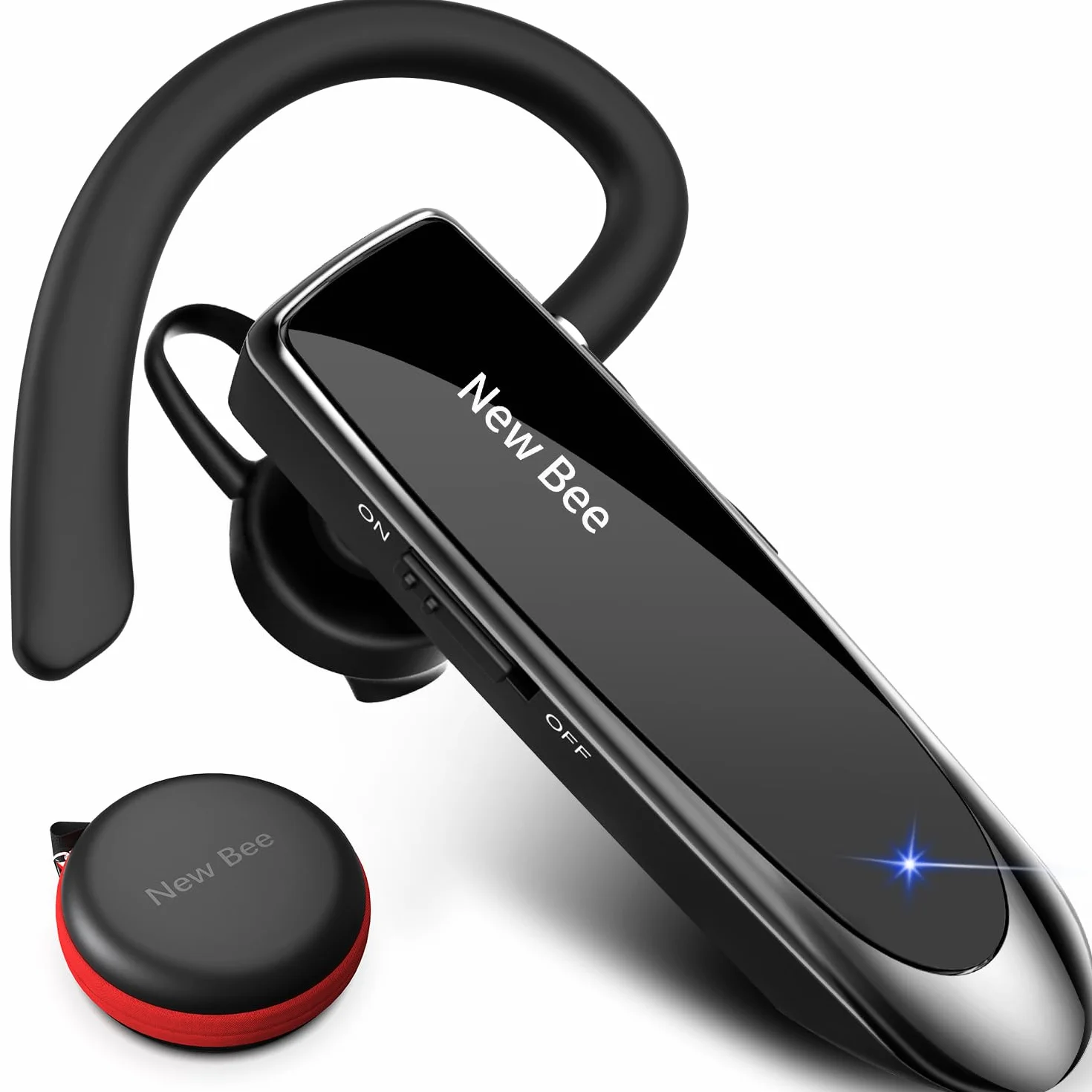 New Bee Zestaw słuchawkowy Bluetooth bezprzewodowy głośnomówiący z mikrofonem do iPhone Samsung Huawei 60 dni czuwania czarny