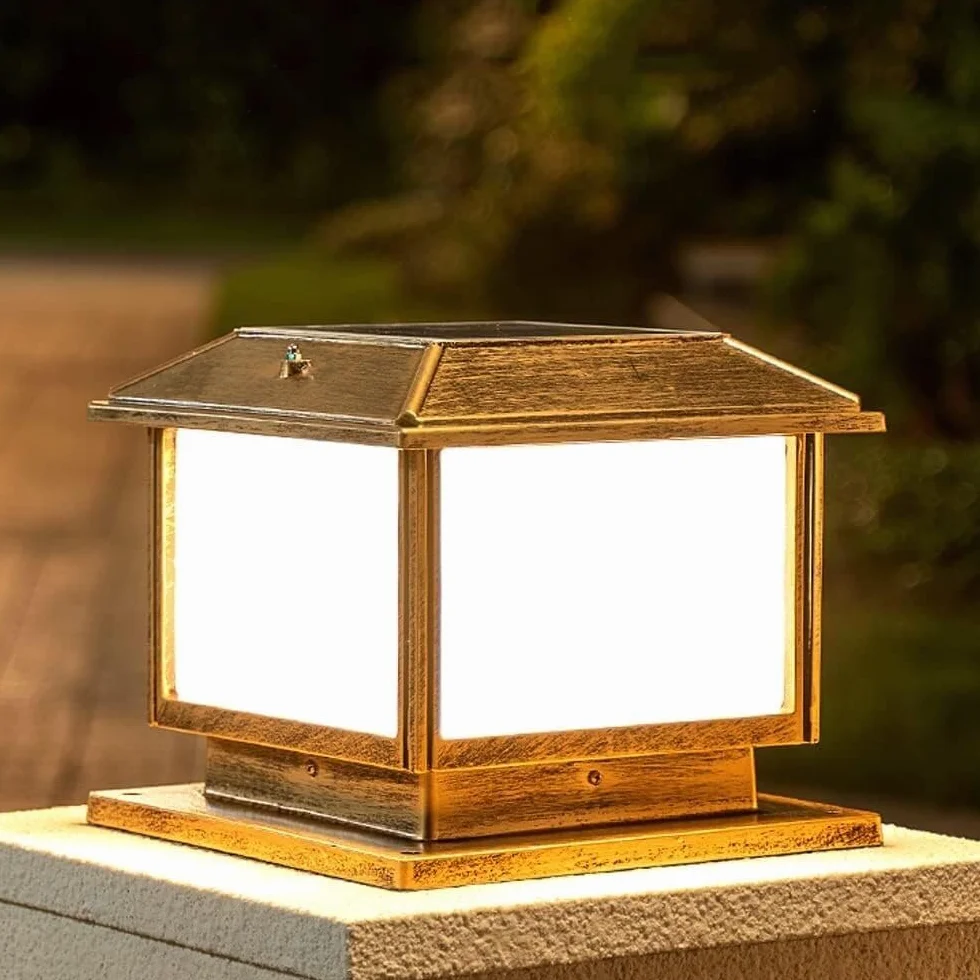Zewnętrzne Lampy Słupkowe Solarne Zewnętrzne Lampy Filarowe Nowoczesne Kolumnowe Wodoodporne Ogrodowe Lampa Ogrodowa Domowa Brama Drzwi Słupek Oświetlenie Krajobrazu(30cm)