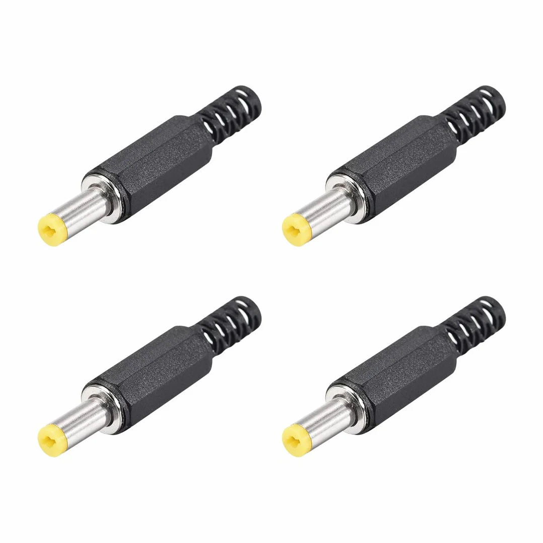 sourcing map 4 sztuki wtyczek DC 4,8 mm x 1,7 mm adapter gniazda sieciowego czarny