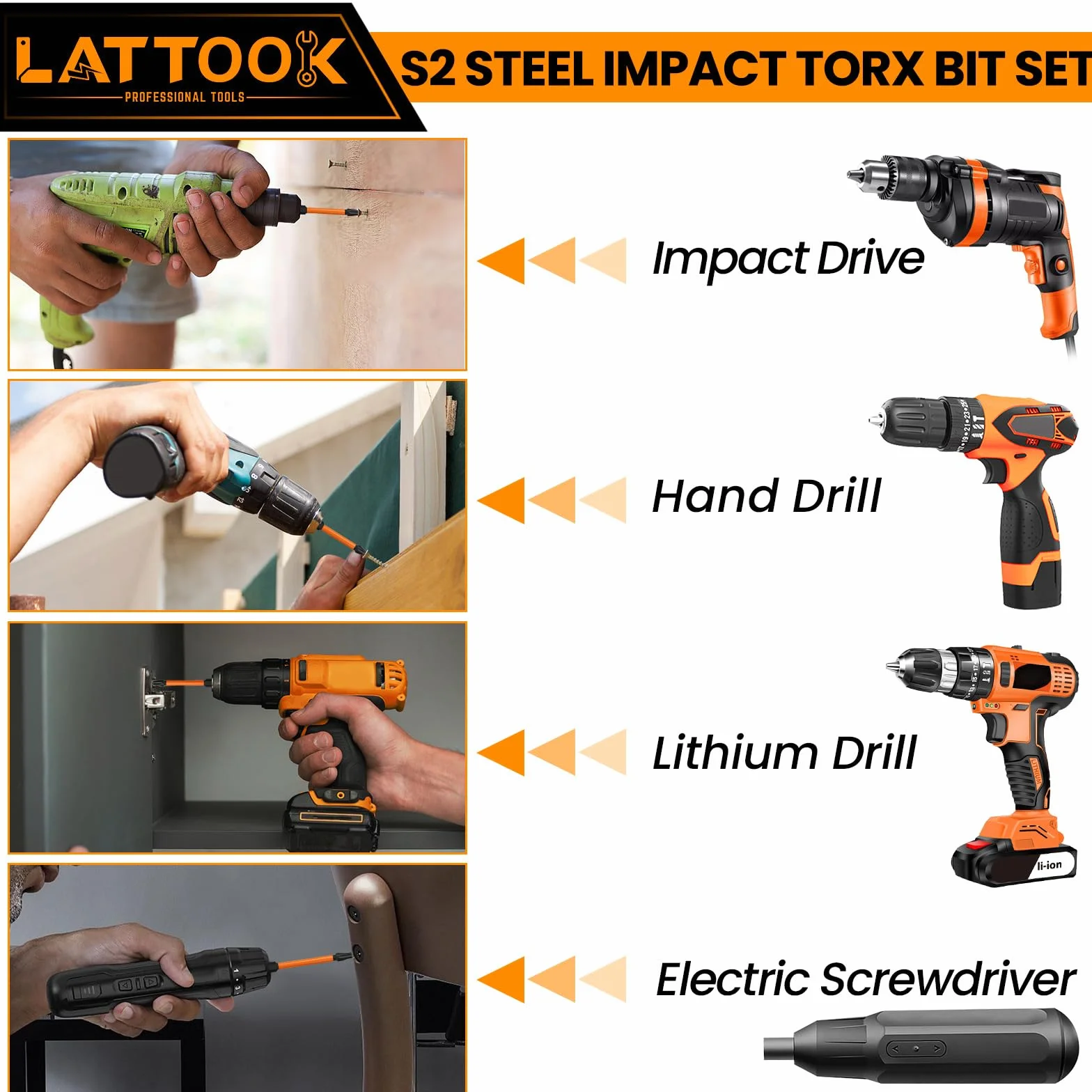 Zestaw bitów Torx Impact Torx, zestaw bitów Torx zabezpieczający przed manipulacją, stal magnetyczna S2, długość 3 cali, T10-T55