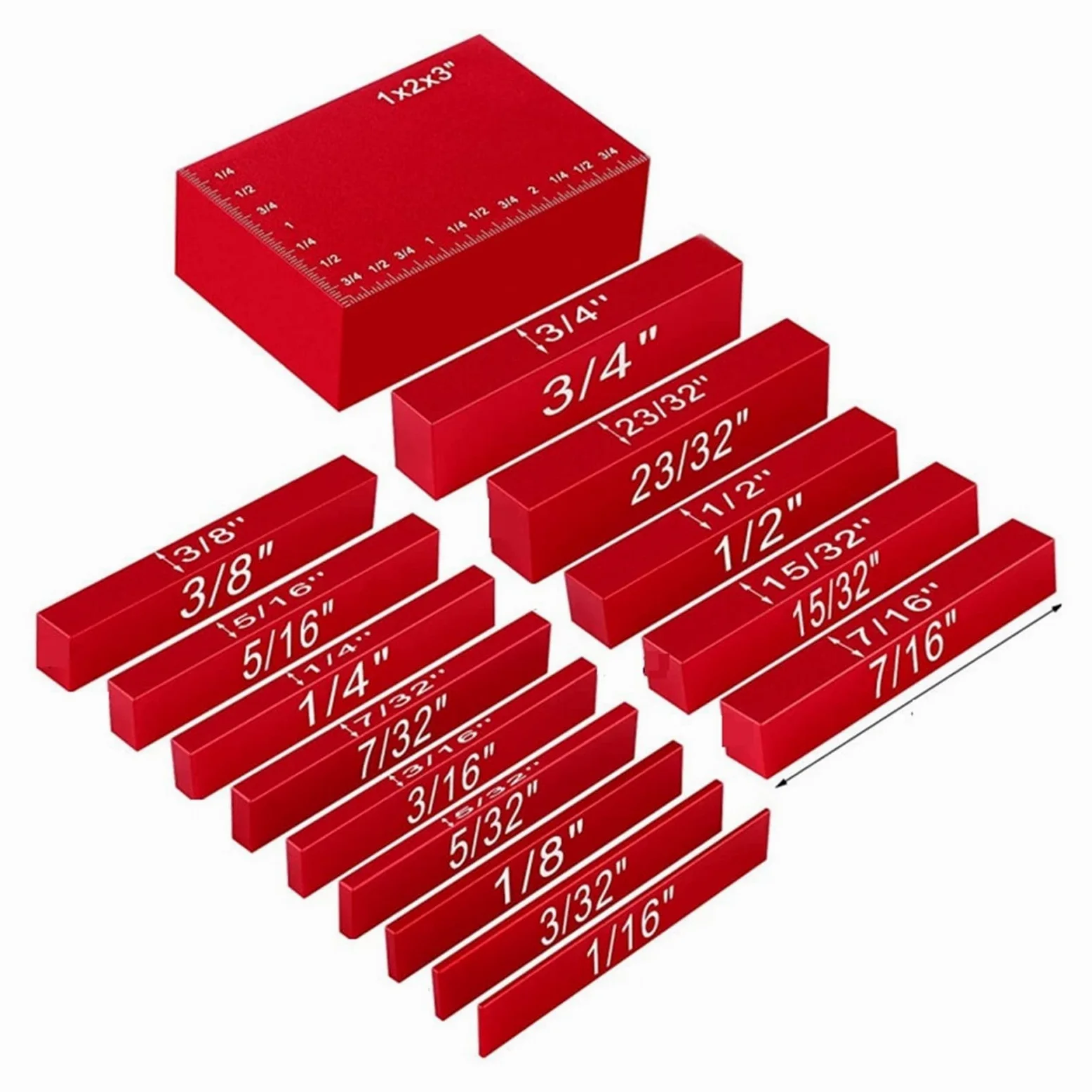 Bloki pomiarowe wysokości, 7 szt. Aluminiowych prętów konfiguracyjnych(Red)