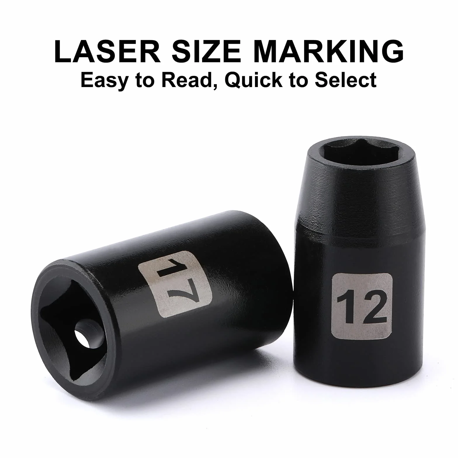 Mayouko Zestaw płytkich gniazd metrycznych 1/2", CR-V, 6 punktów, 14 sztuk, 11 mm do 32 mm