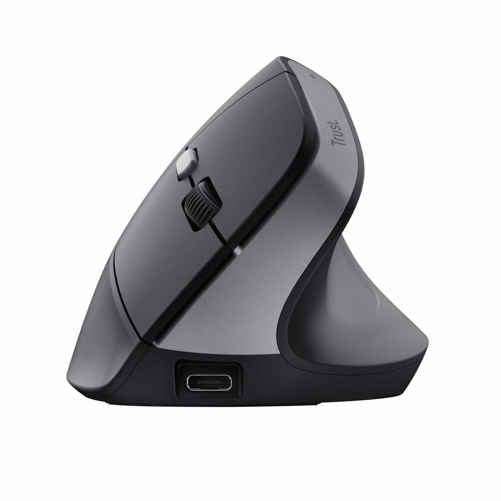 Trust Yuno Ergonomiczna Mysz Bezprzewodowa Pionowa, USB 2.4GHz, Regulowane DPI 800-2400, Czarny