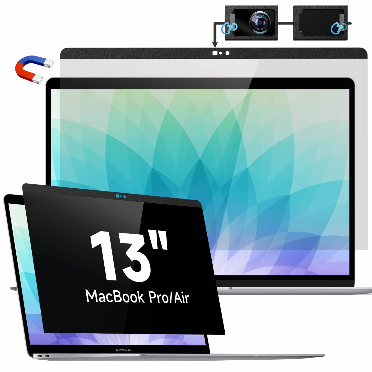 Magnetyczny filtr prywatności 13,3" do Apple MacBook Pro 13" (2016-2022, M1, M2) i MacBook Air 13 (2018-2021, M1), niebieski antyglare