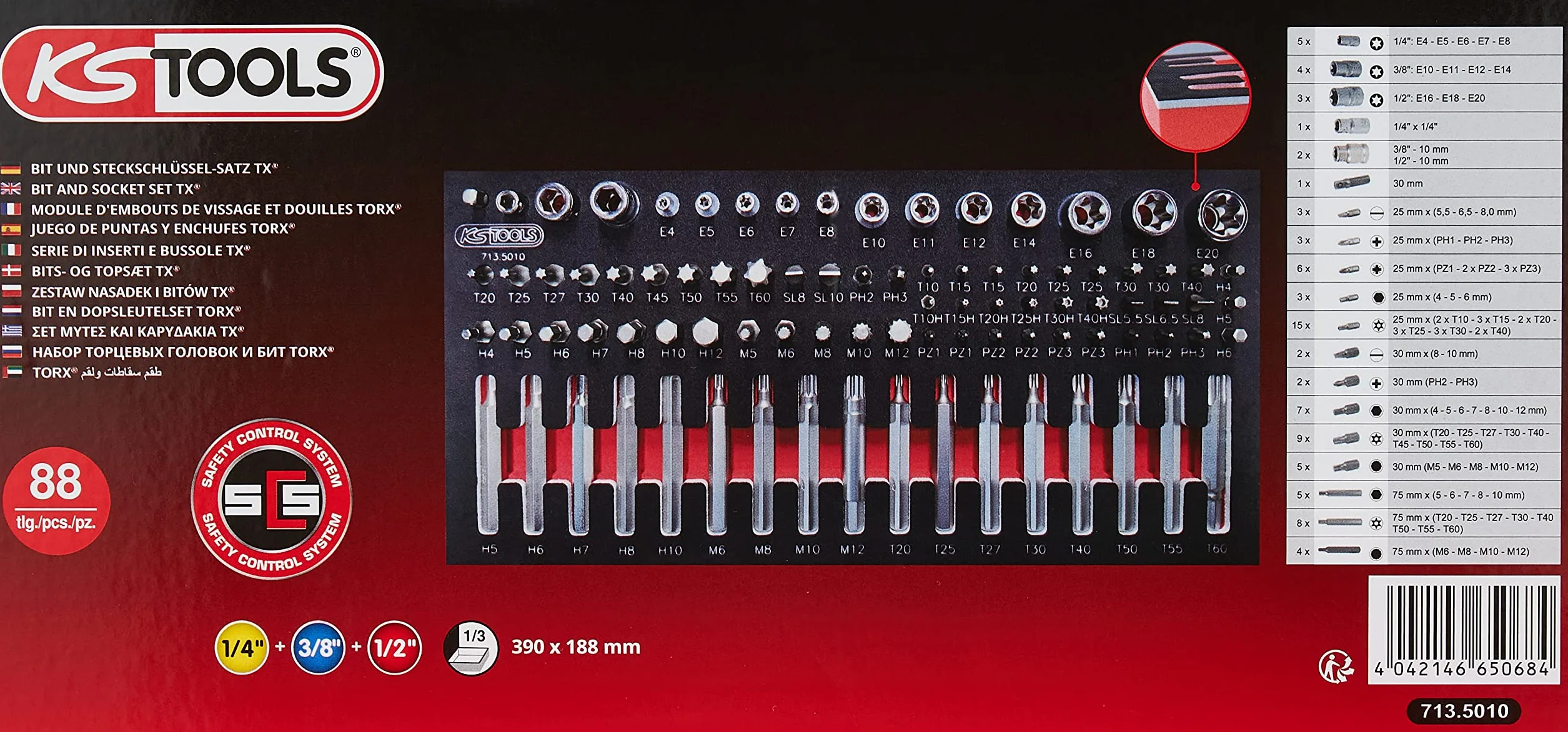 KS TOOLS 713.5010 Torx moduł bitowy śrubokręta (88 sztuk)