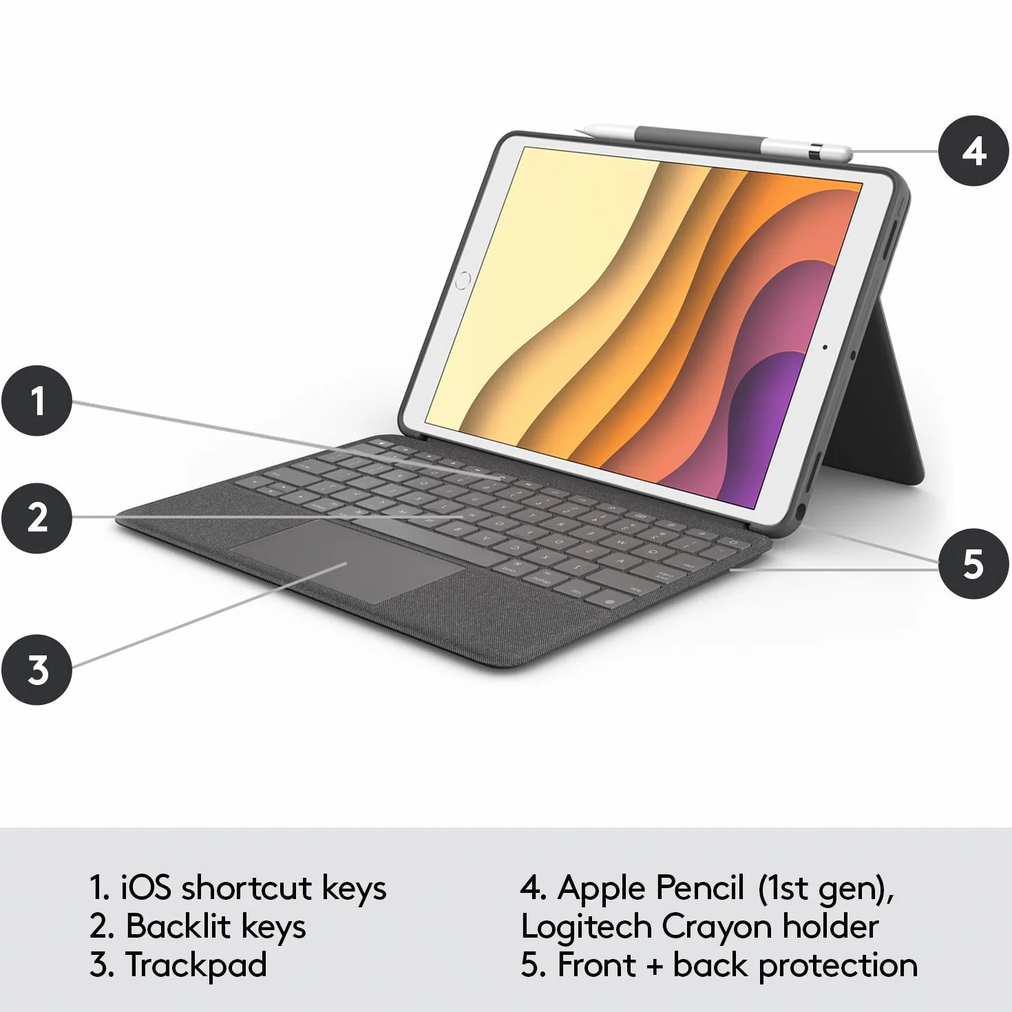 Logitech Combo Touch Etui z Podświetlaną Klawiaturą do iPada Air 3. Generacji i iPada Pro 10.5" Szary