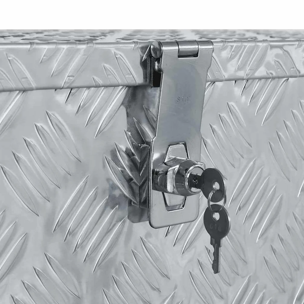 Aluminiowa skrzynka 80 × 30 × 35 cm, srebrna, lekka skrzynka narzędziowa z systemem zamykania, pojemna, nierdzewna, idealna do warsztatu, garażu, na plac budowy, gospodarstwa domowego, dla