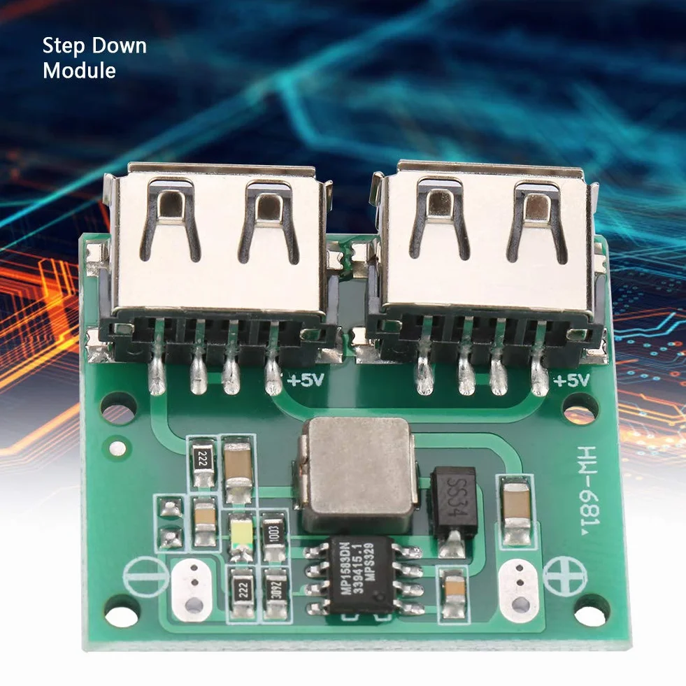 ASHATA Przetwornica z dwoma wyjściami USB, 9 V/12 V/24 V do 5 V 3 A DC-DC Step Down moduł ładowania moduł ładowania zasilacz regulator napięcia wolt transformator płyta