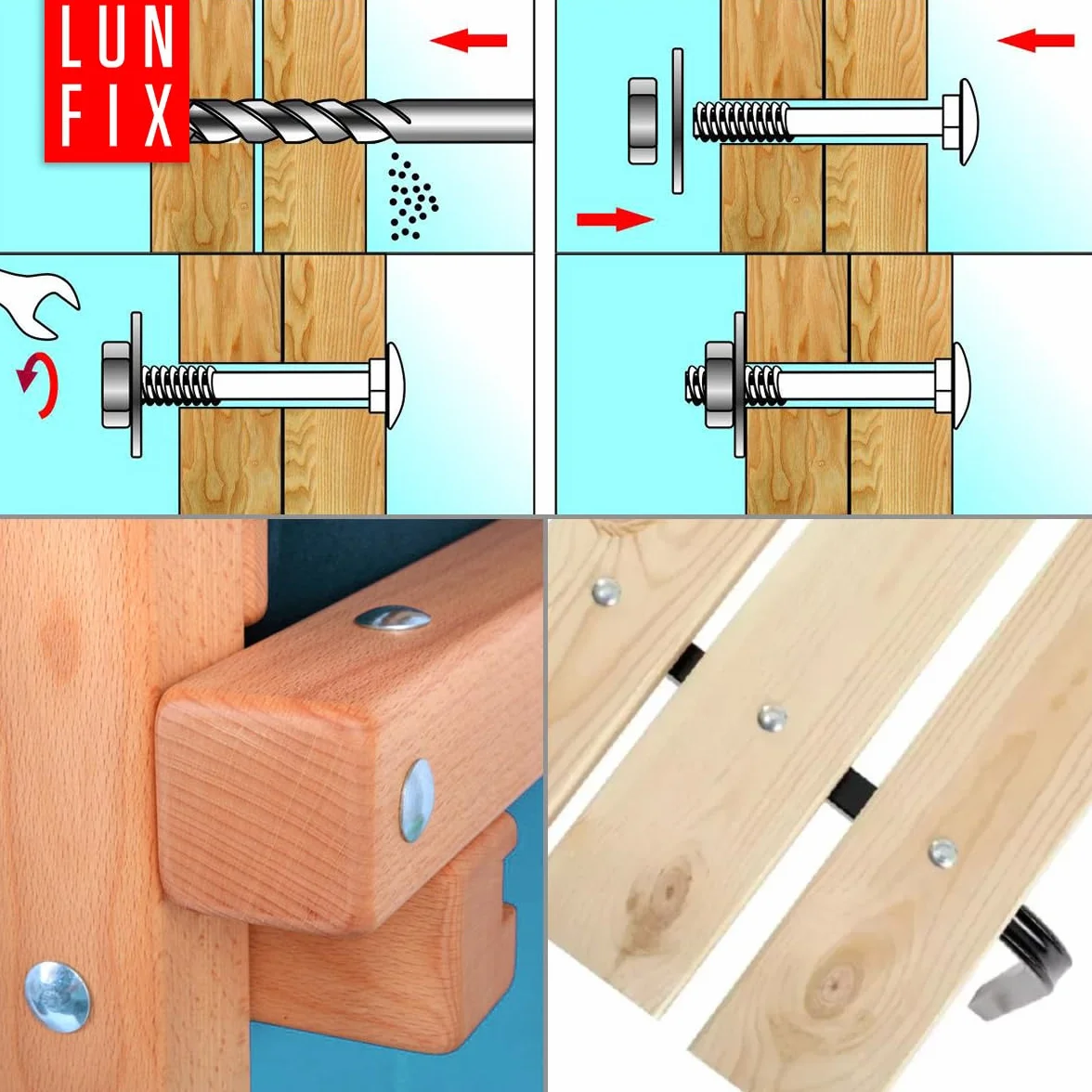 Śruby zamkowe z nasadką czworokątną – M8 x 60 – 1 kg (38 sztuk) – Śruby płaskie – pełny gwint – śruby do bramy – śruby z łbem grzybkowym – stal ocynkowana