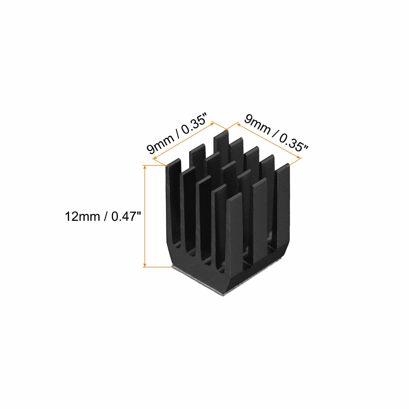 QUARKZMAN 22 szt. 9 x 9 x 12 mm radiator aluminiowy radiator chłodzenie ze stałą naklejką na chip CPU, tranzystor mocy FET IC, czarny
