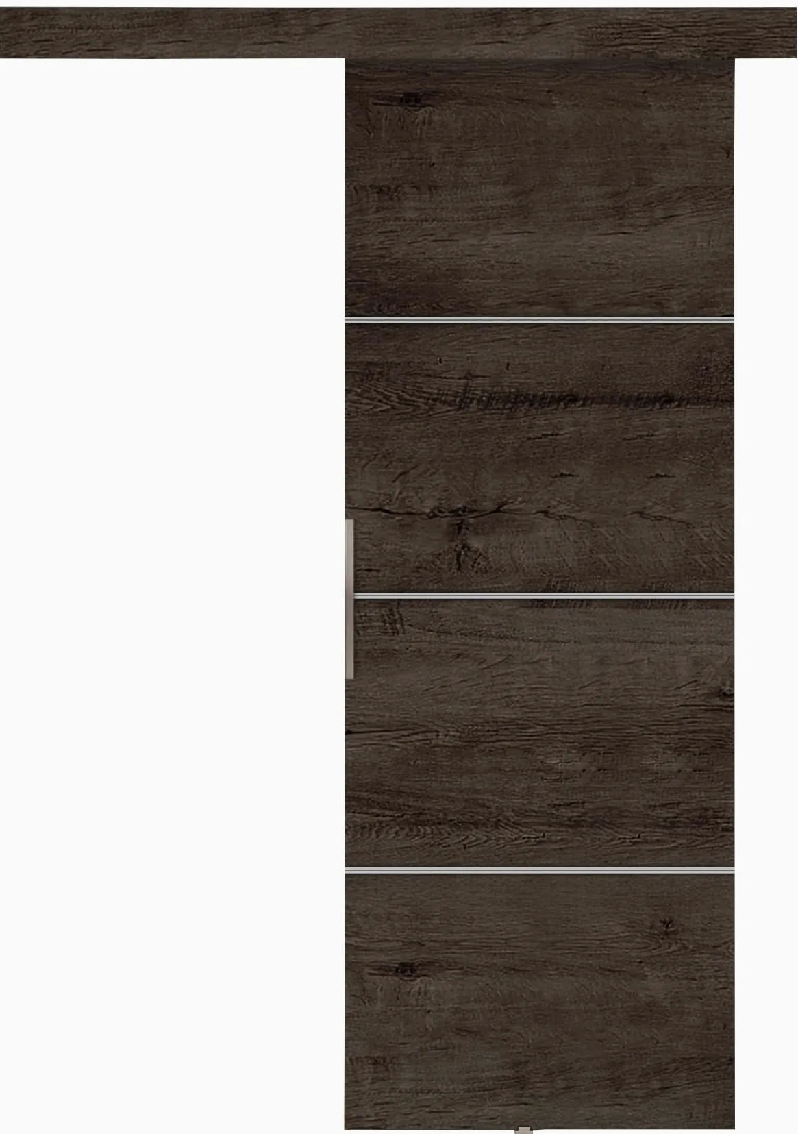 KIER FURNITURE Zestaw drzwi przesuwnych MALIBU Ciemny Jesion 76x205x1,6 cm | Drzwi z prowadnicą, System drzwi przesuwnych, Drzwi oszczędzające miejsce, Loftowy wygląd