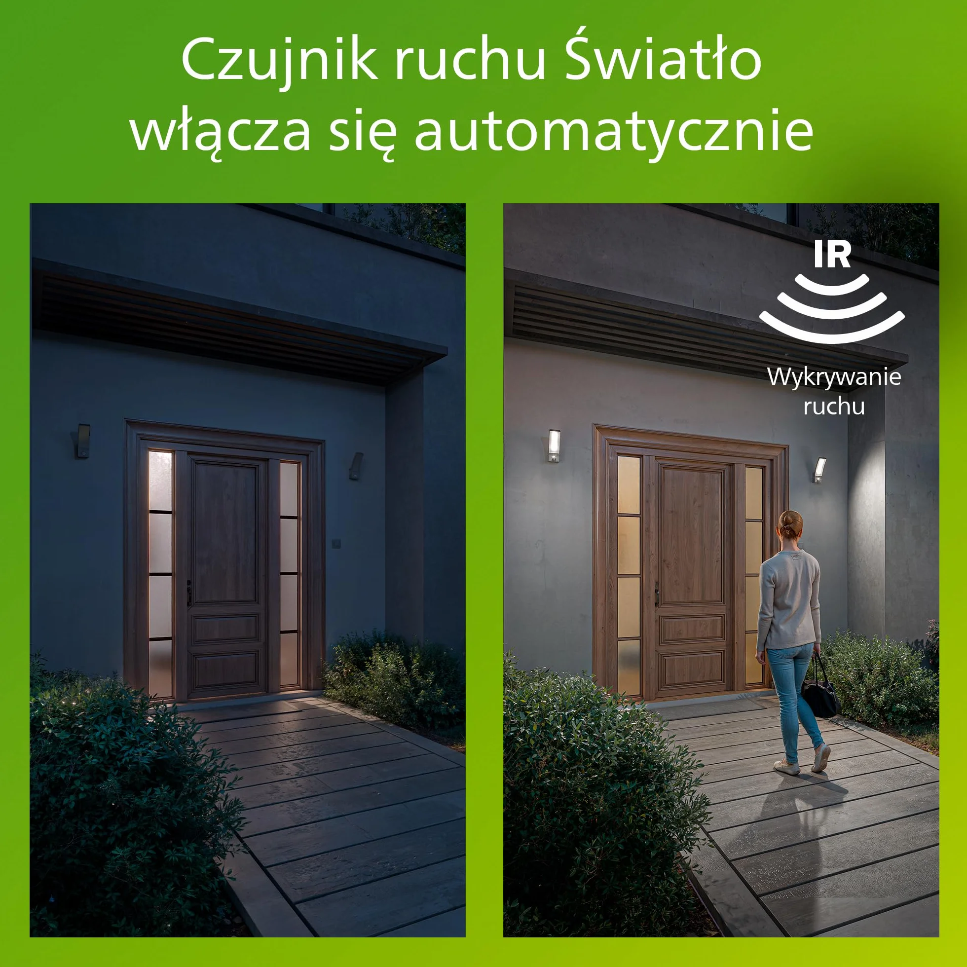 Philips Splay Kinkiet Zewnętrzny LED, 12 W, 1600 lm, 4000 K Światło Zimnobiałe, IP44 Odporny na Warunki Pogodowe, Czujnik Ruchu na Podczerwień, Wbudowane LED, Trwały, Aluminium, Antracyt