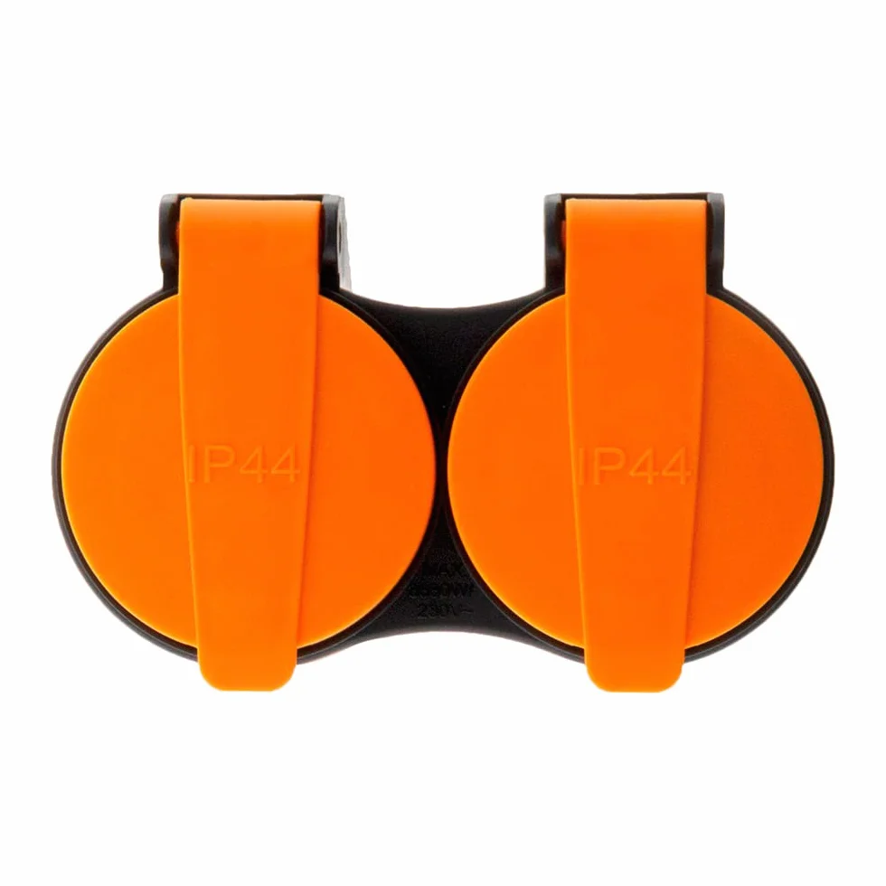 Zenitech - Gniazdo zewnętrzne wodoodporne IP44 2P+T z uchwytem - Pomarańczowe
