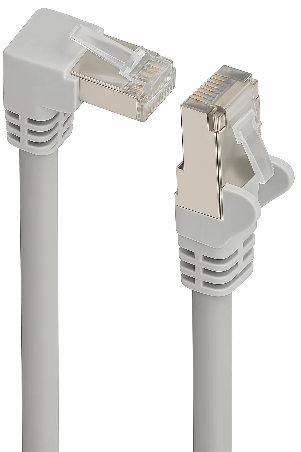 Kabel kątowy LAN Cat 6 90° 5,0 m S/FTP PIMF RJ45 Gigabitowy kabel krosowy szary