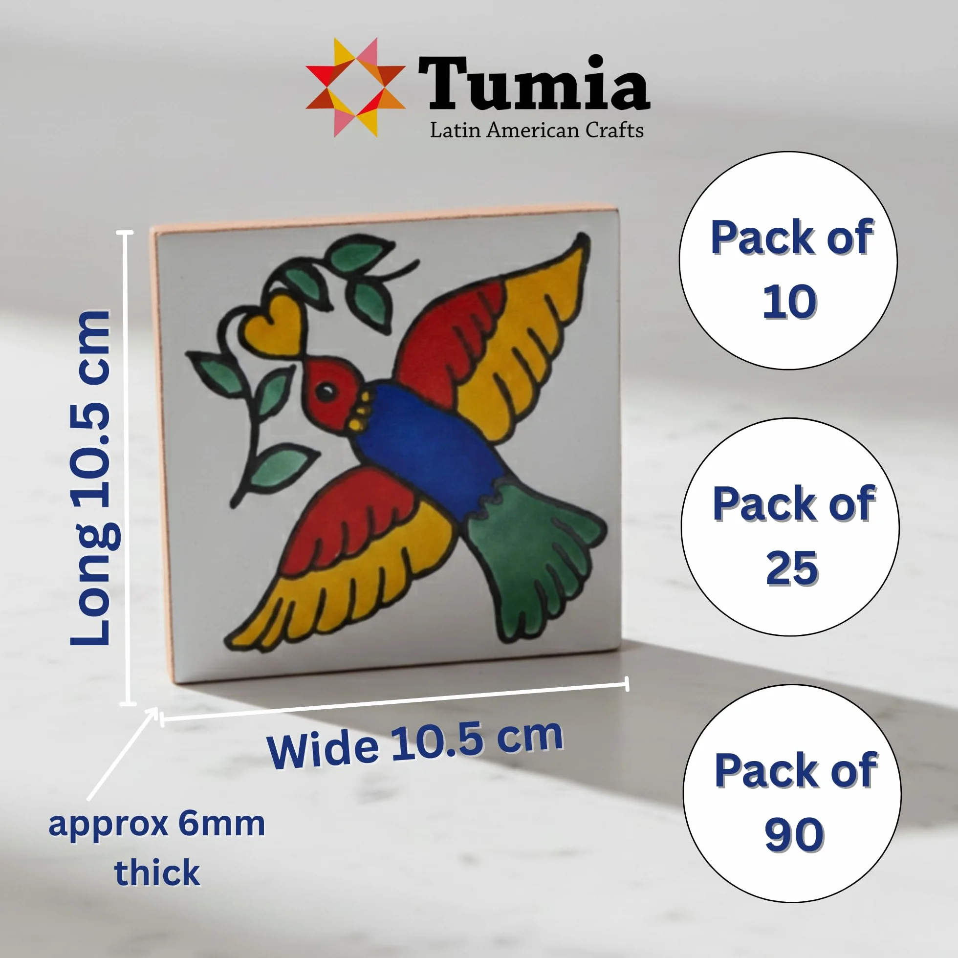 Tumia LAC - 10CM Hand Printed Ceramic Mexican Tile