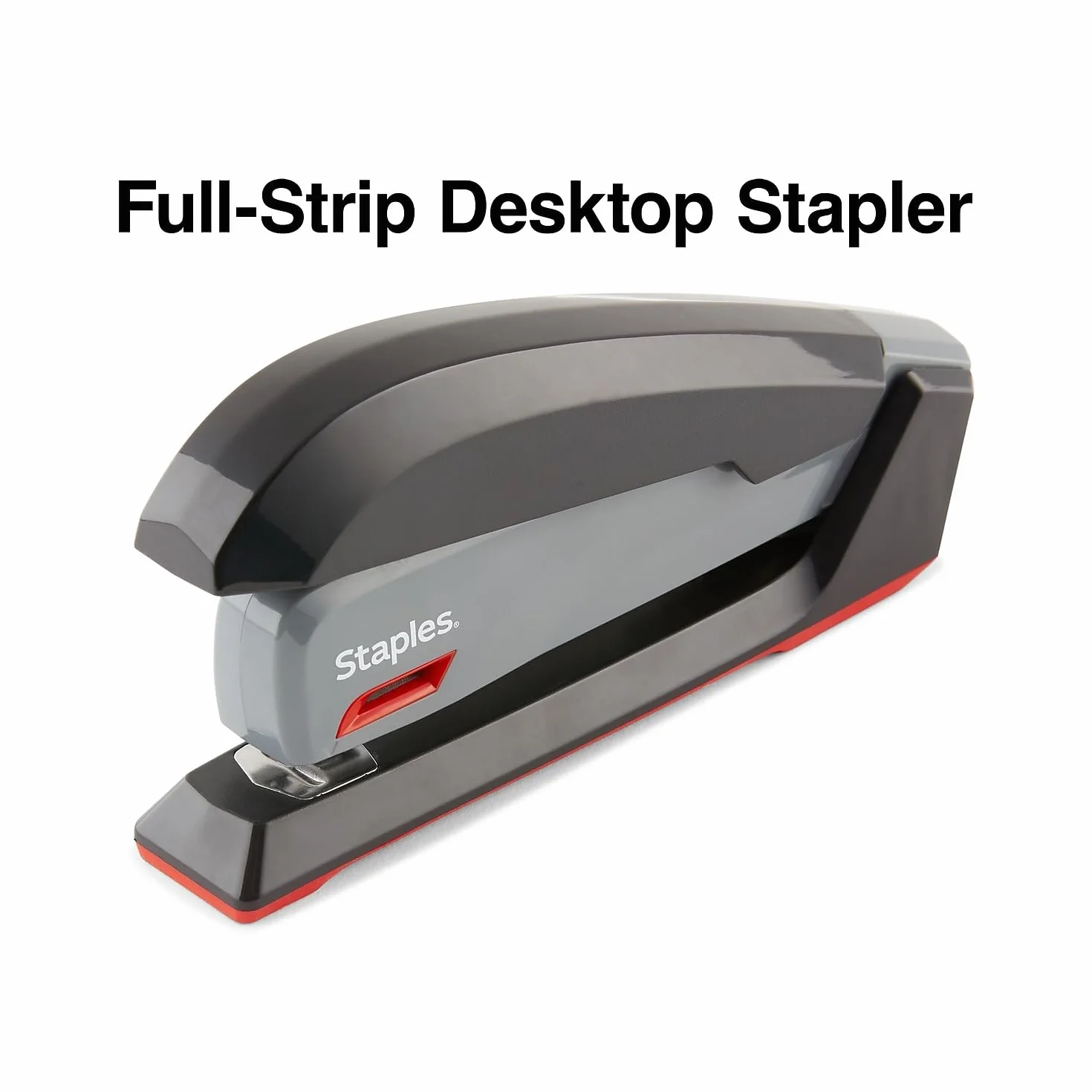 Staples 1798852 Zszywacz do pulpitu jednym dotknięciem, pełna pojemność, szary/czarny/czerwony (44425)