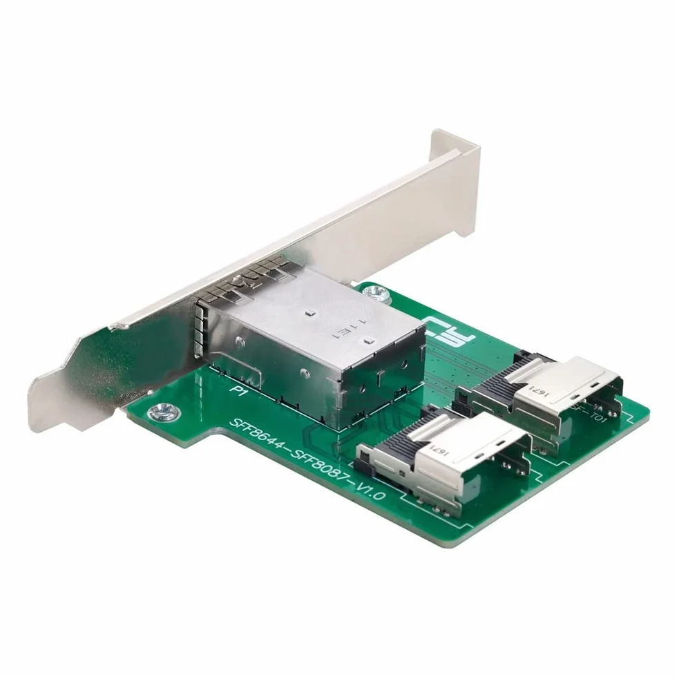 Adapter PCBA Mini SAS HD SFF-8644 do SFF-8087 żeński podwójne porty niskoprofilowy wspornik