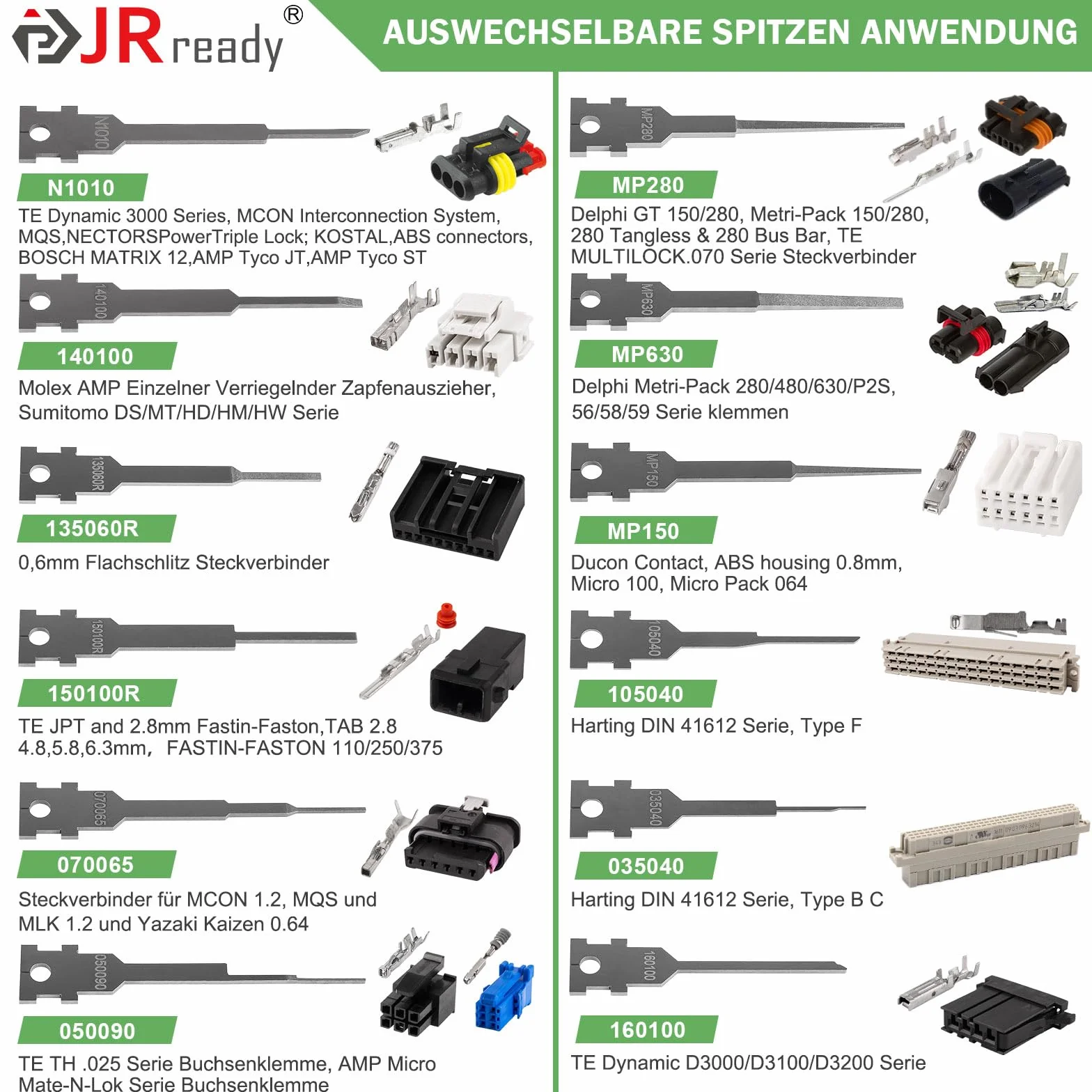JRready ST5352-02 narzędzie do odblokowywania, ulepszone narzędzie do usuwania zacisków z 1 uchwytem do przechowywania i 26 końcówkami do wymiany, narzędzie do usuwania pinów, zestaw wtyczek