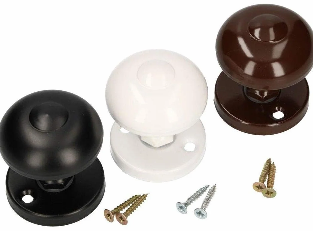 KOTARBAU® Gałka do drzwi Ø 55 mm, metalowa gałka do drzwi, obrotowa, okrągła, klamka do drzwi, rozeta, mocna, malowana proszkowo (czarna)