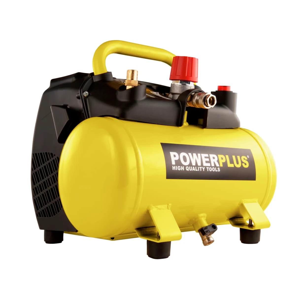 Powerplus kompresor POWX1721 bezolejowy ze zbiornikiem 6 l – sprężarka powietrza ze sprężonym powietrzem do roweru – kompresor o mocy 1100 W i 8 bar