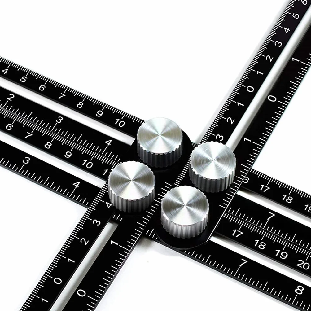 RJJ Aluminiowa kątowa szablon narzędzie szablon, Laserowy Grawerowanie Metalowa Linijka Kąt Narzędzie Multi Kątowa Władca Pomiarowy dla DIY Handymen Builders Carpenters
