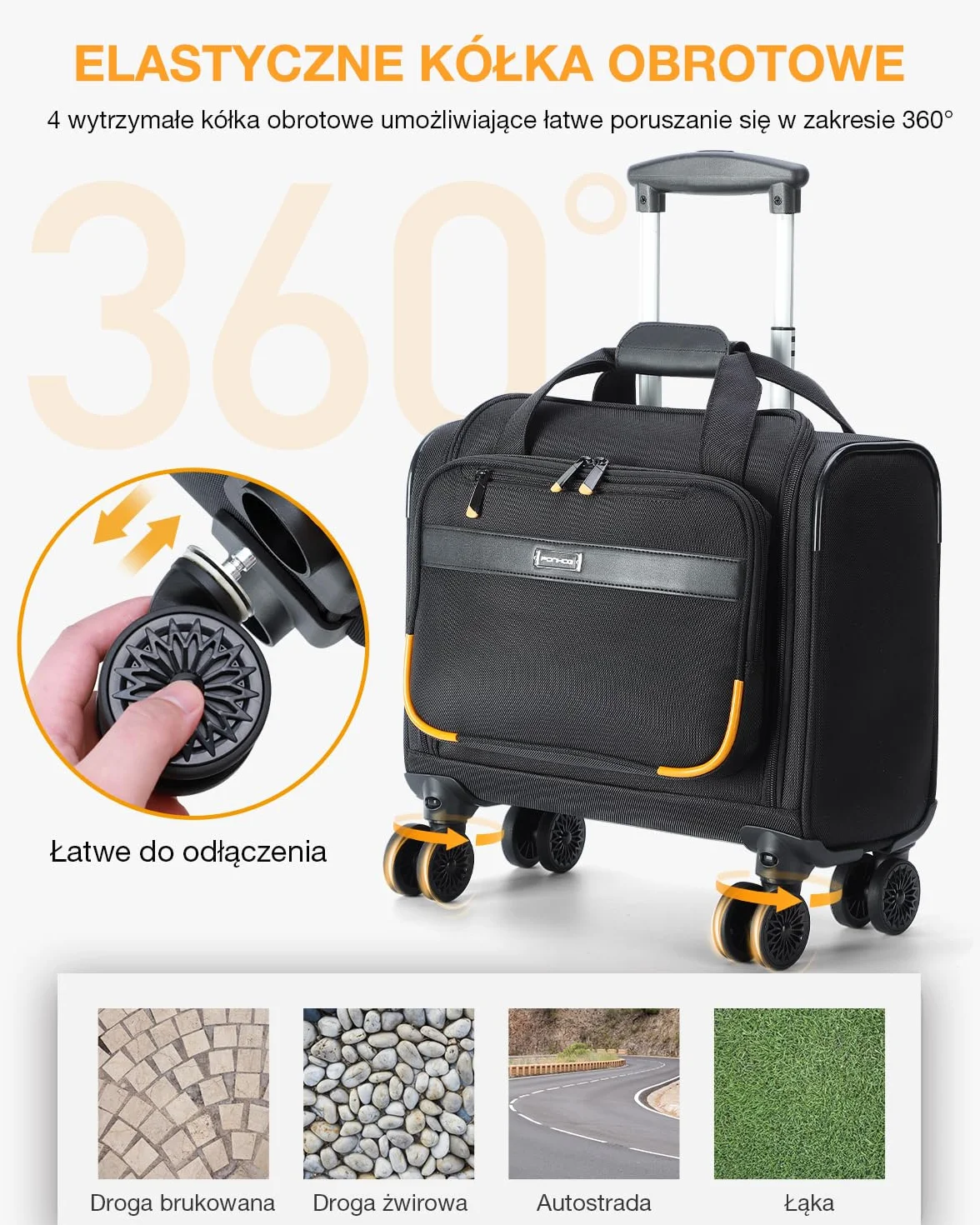 Torba na laptopa Business Trolley nylonowa wodoodporna czarny